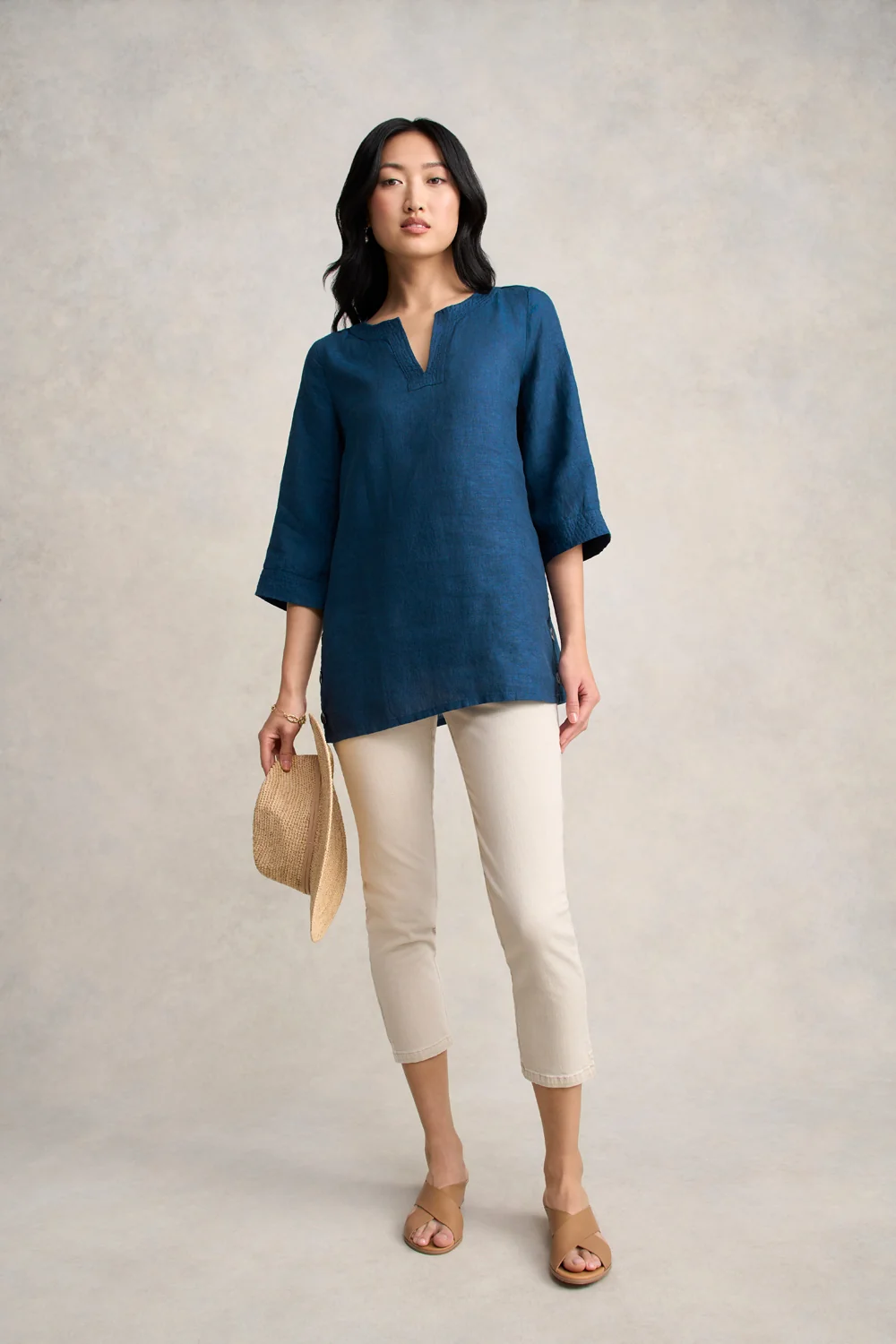 Linen Tunic - Navy Delave - Image 2