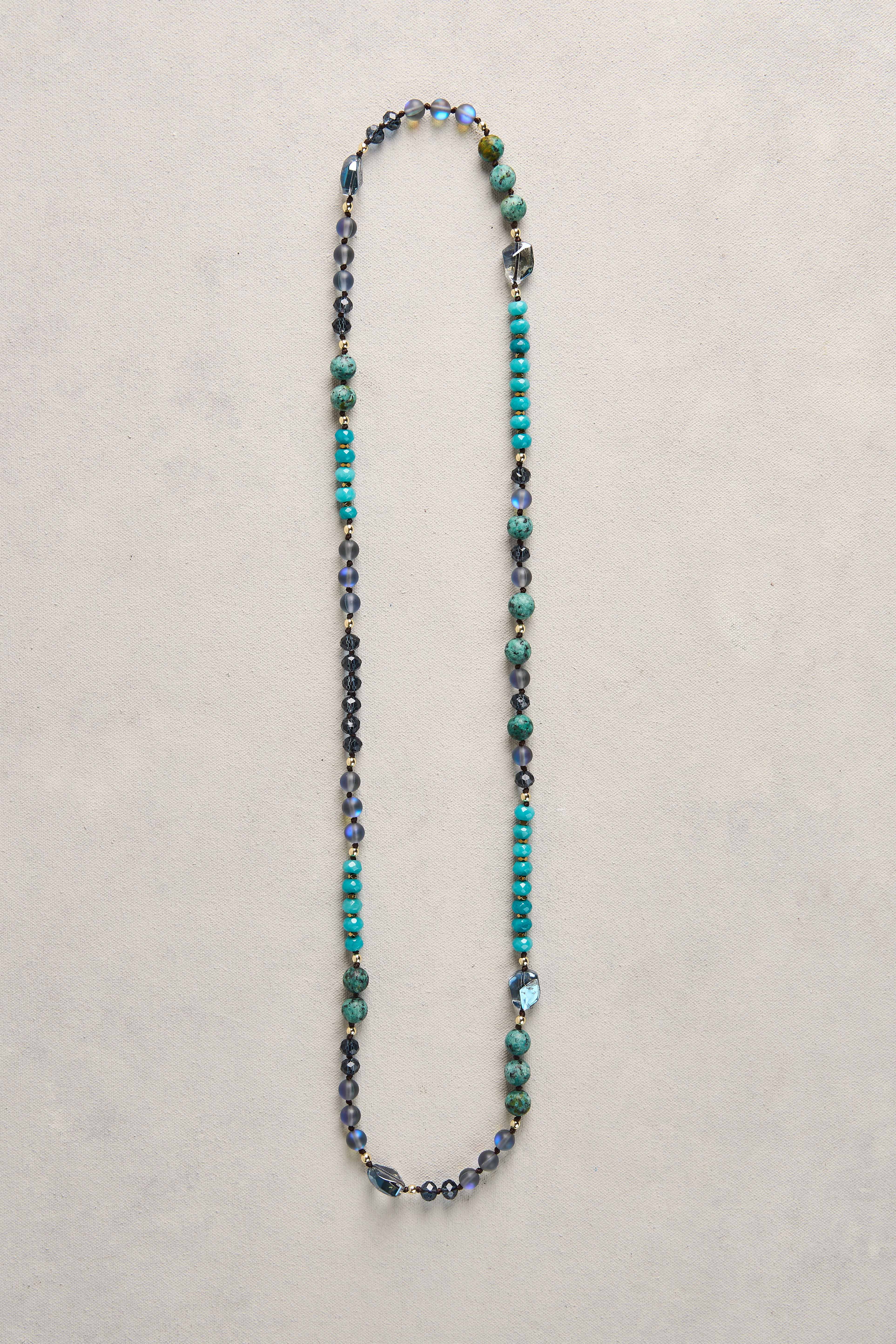 Long Bead Necklace - Blue Multi - Image 3