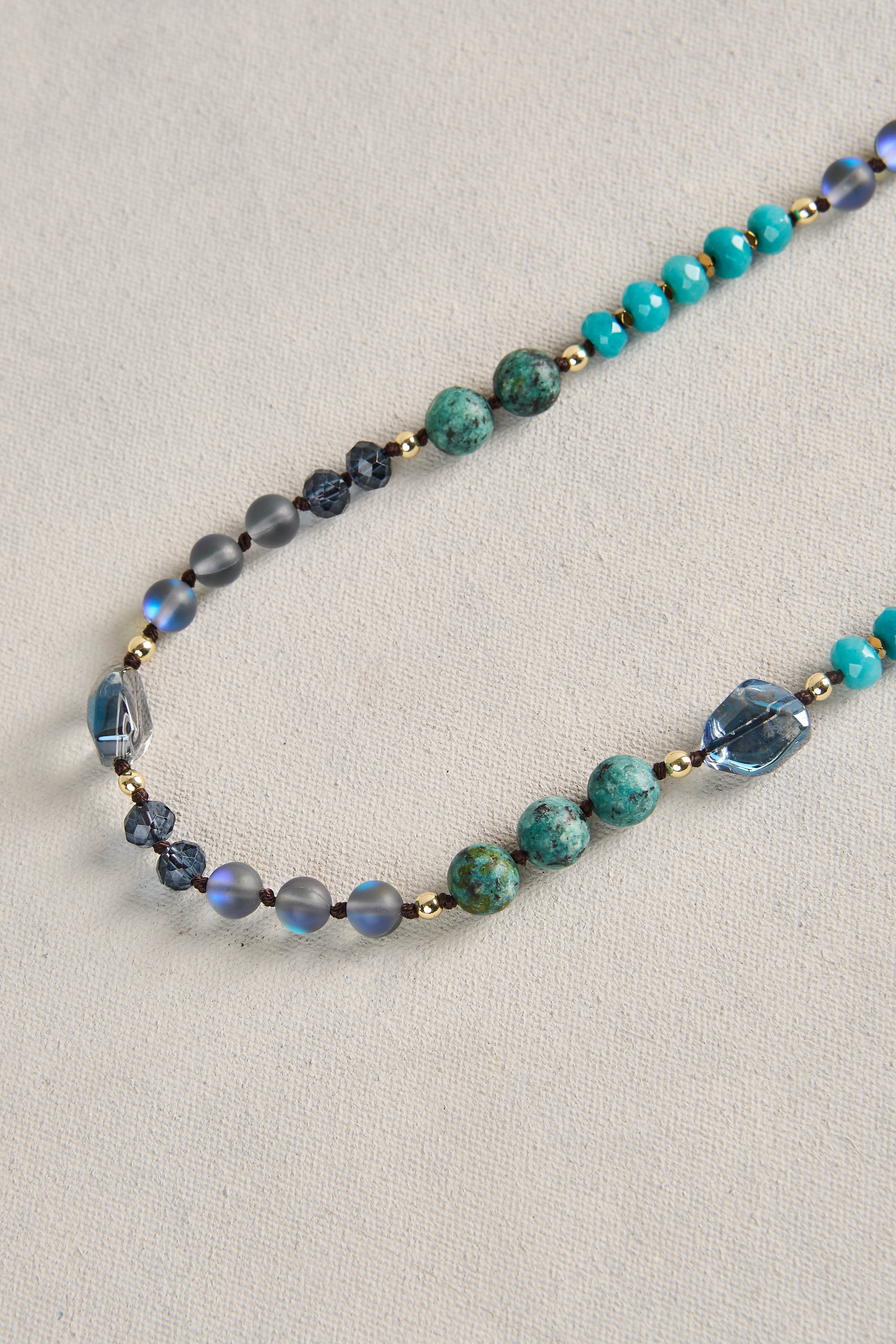 Long Bead Necklace - Blue Multi - Image 4
