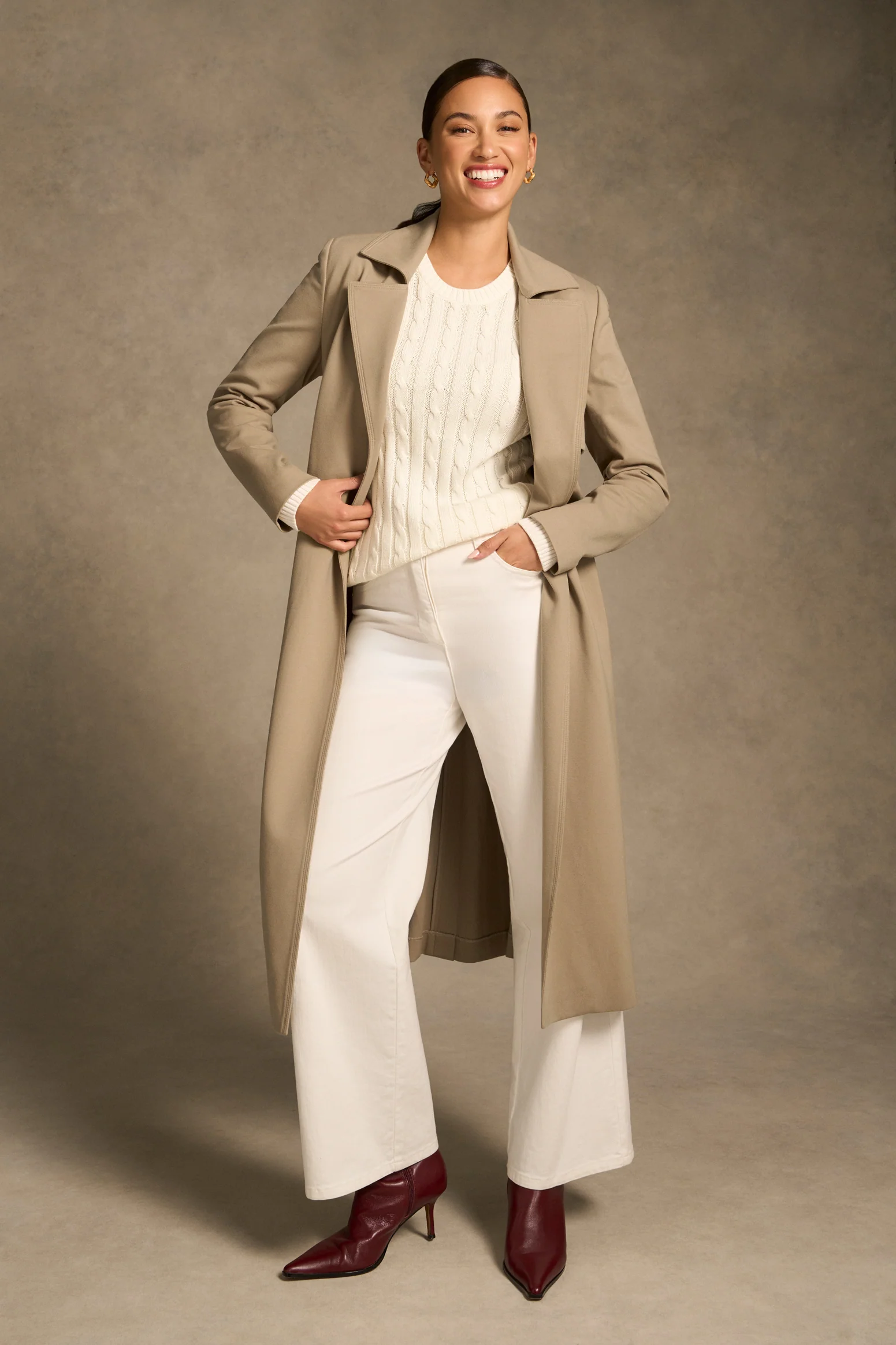 Long Sleeve Cable Knit - Cream - Image 2