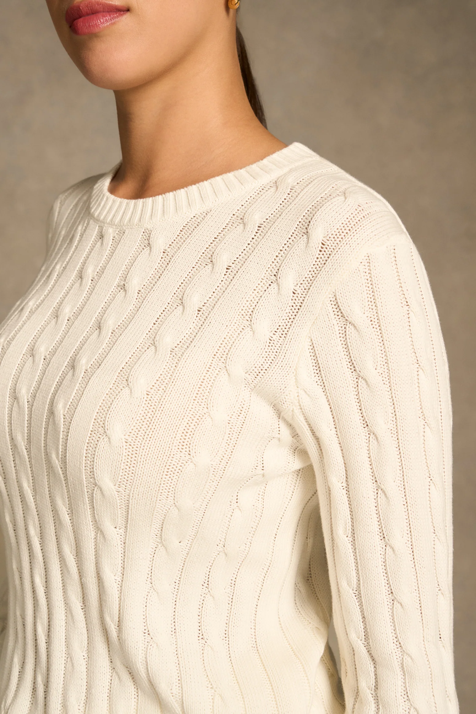 Long Sleeve Cable Knit - Cream - Image 4