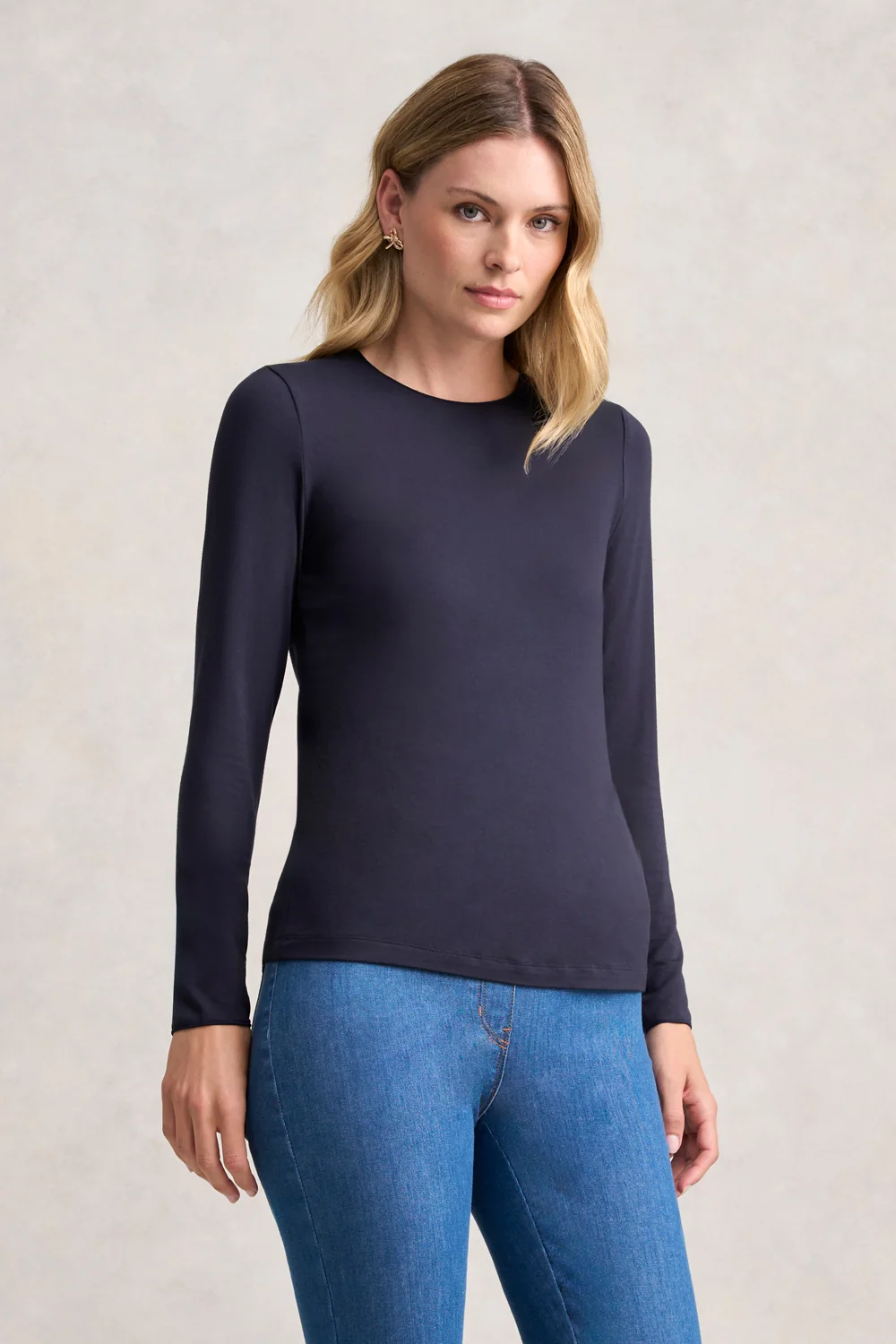Long Sleeve Crew Neck Top - Ink - Image 4