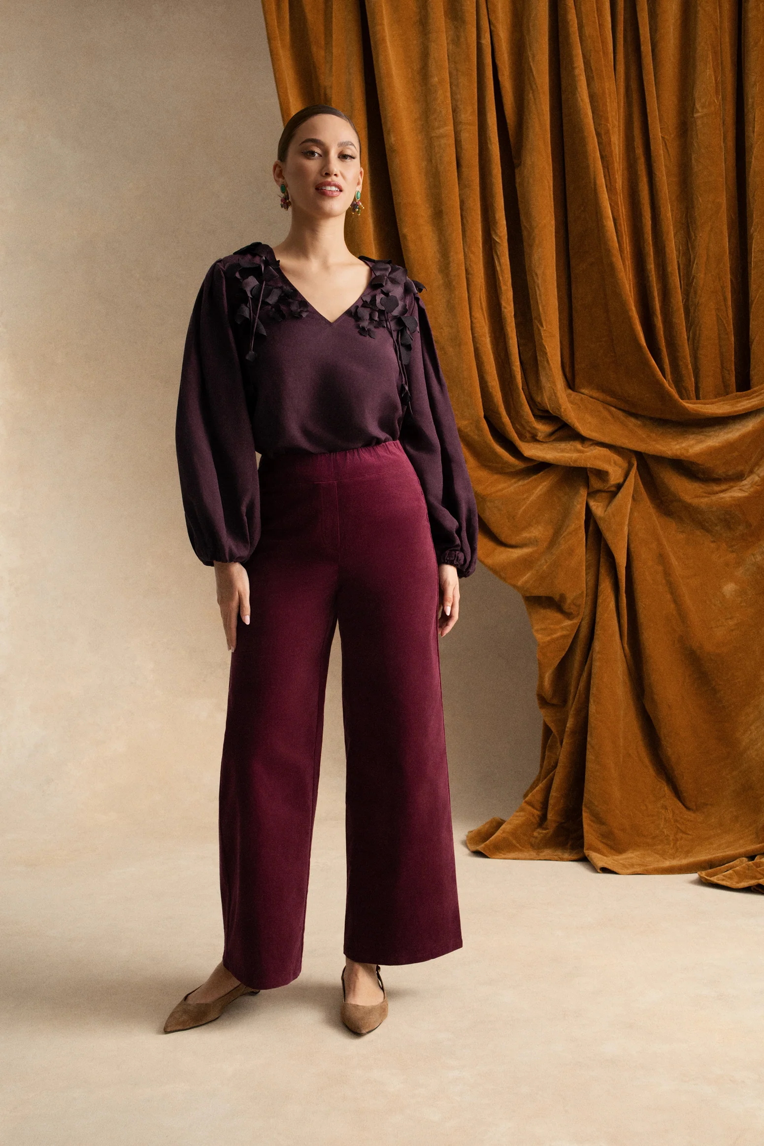 Bengajean® Wide Leg Velvet - Plum - Image 3