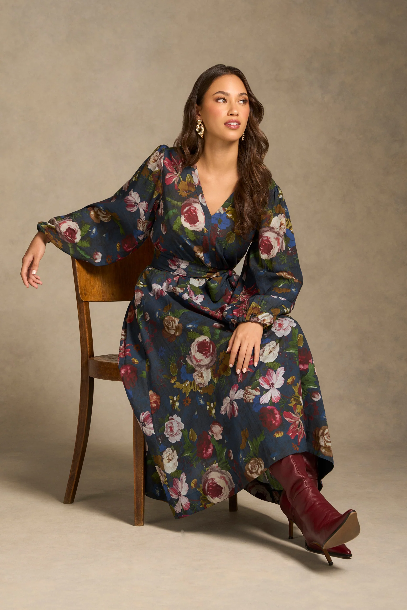 Floral Midi Dress - Ink Botanic Print - Image 3