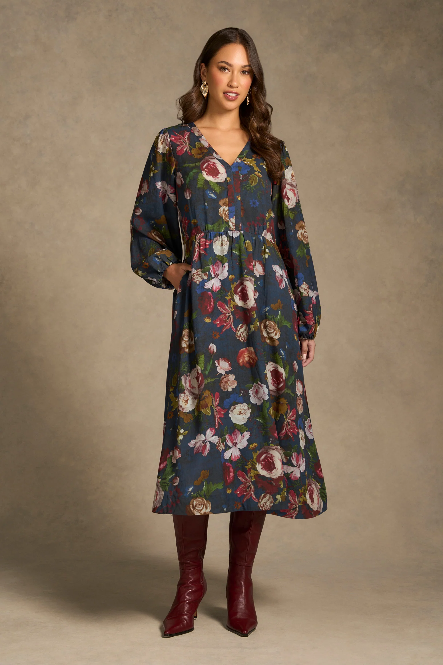 Floral Midi Dress - Ink Botanic Print - Image 4