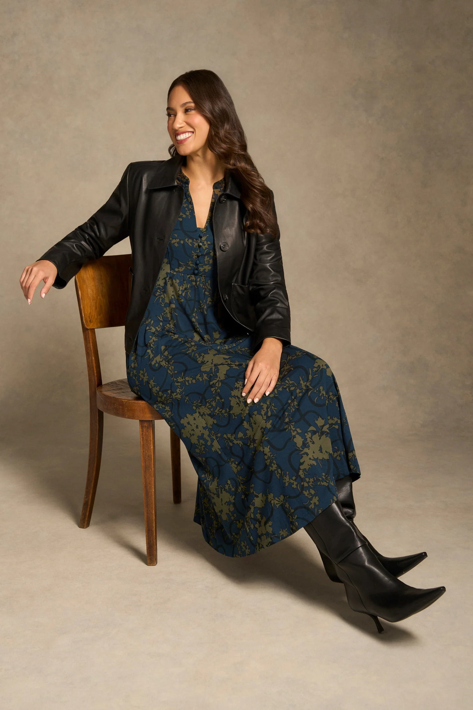 Jersey Swing Dress - Tonal Botanic Print - Image 3