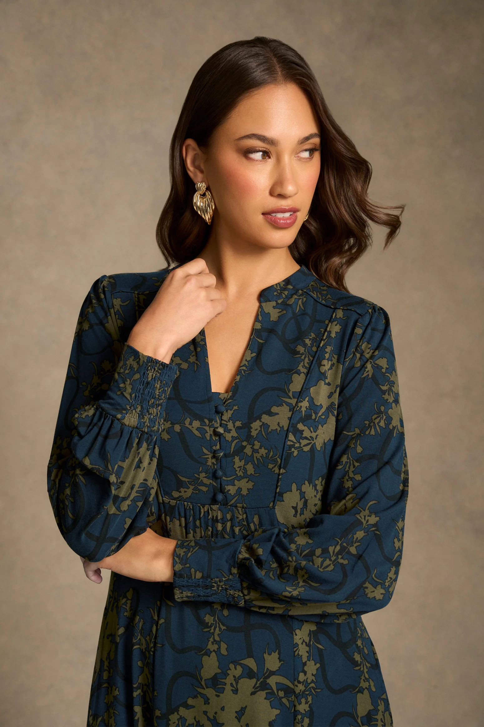 Jersey Swing Dress - Tonal Botanic Print - Image 4