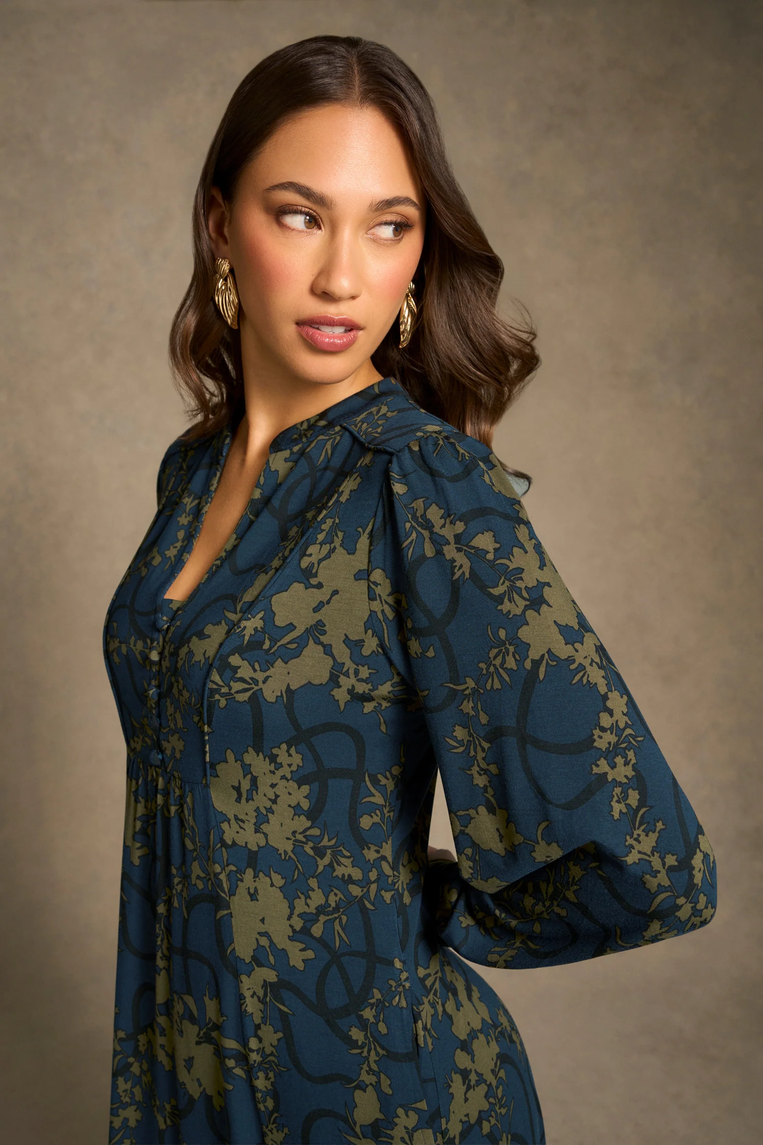 Jersey Swing Dress - Tonal Botanic Print - Image 5