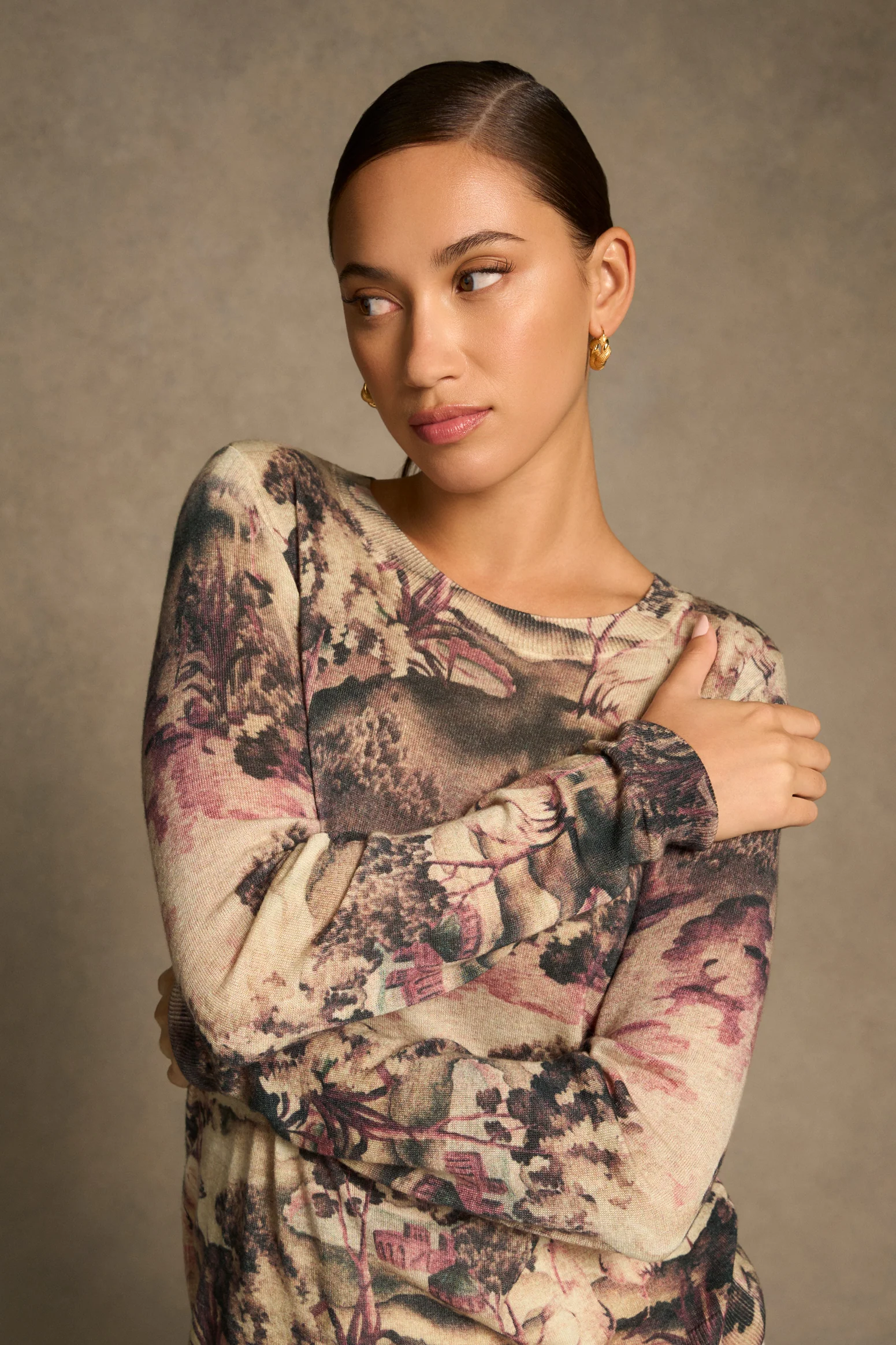 Wool Tencel Jumper - Brolga Print - Image 4