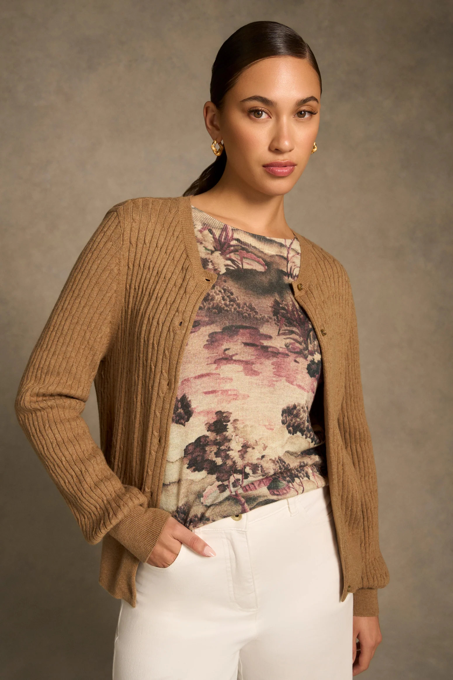 Wool Tencel Jumper - Brolga Print - Image 5