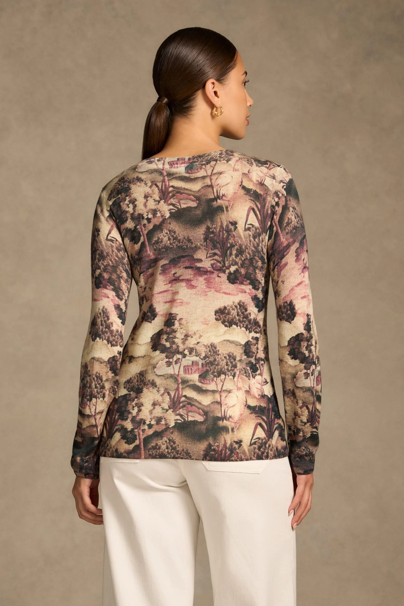 Wool Tencel Jumper - Brolga Print - Image 6