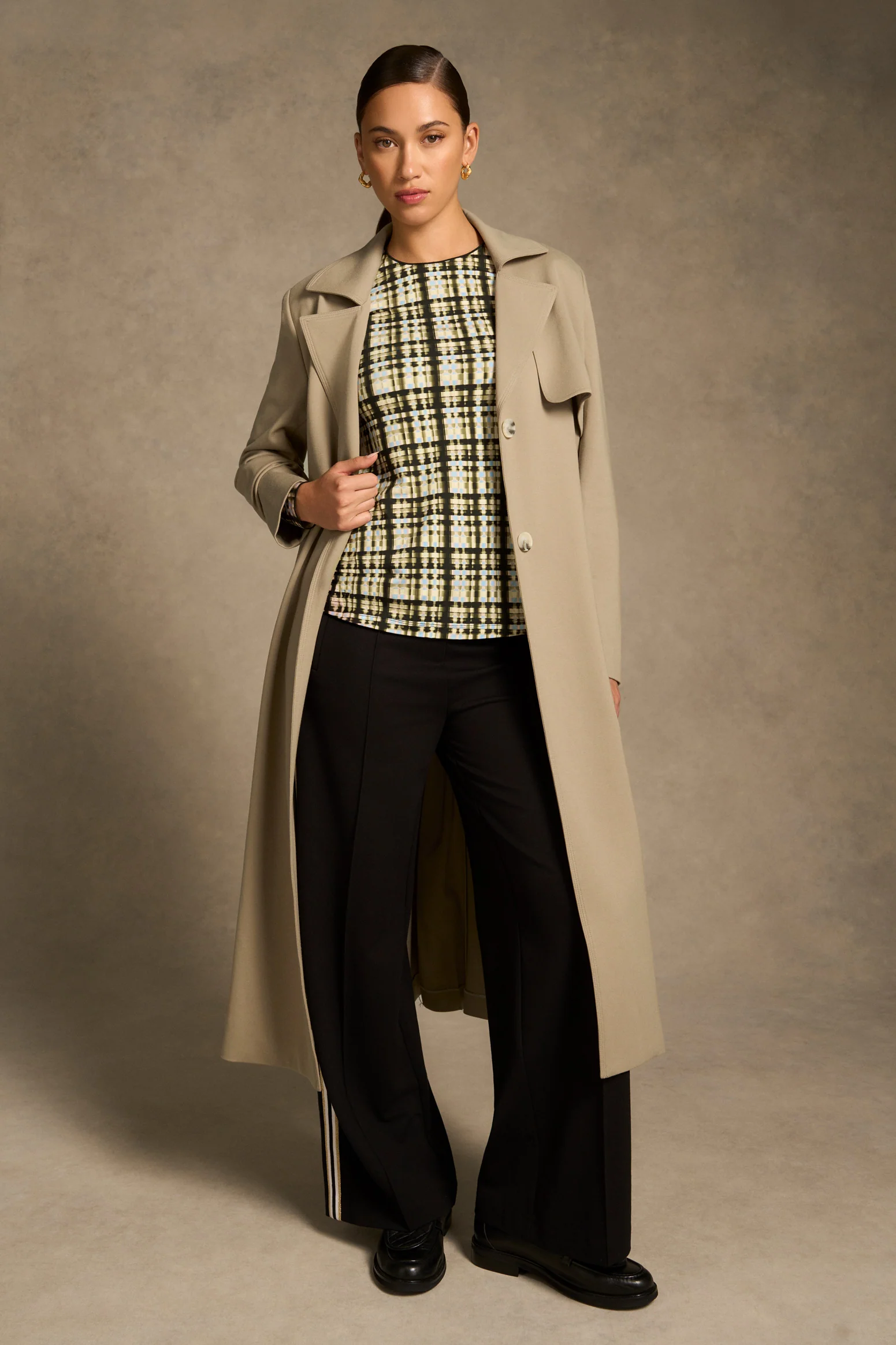 Relaxed Long Sleeve T-Shirt - Check Print - Image 5