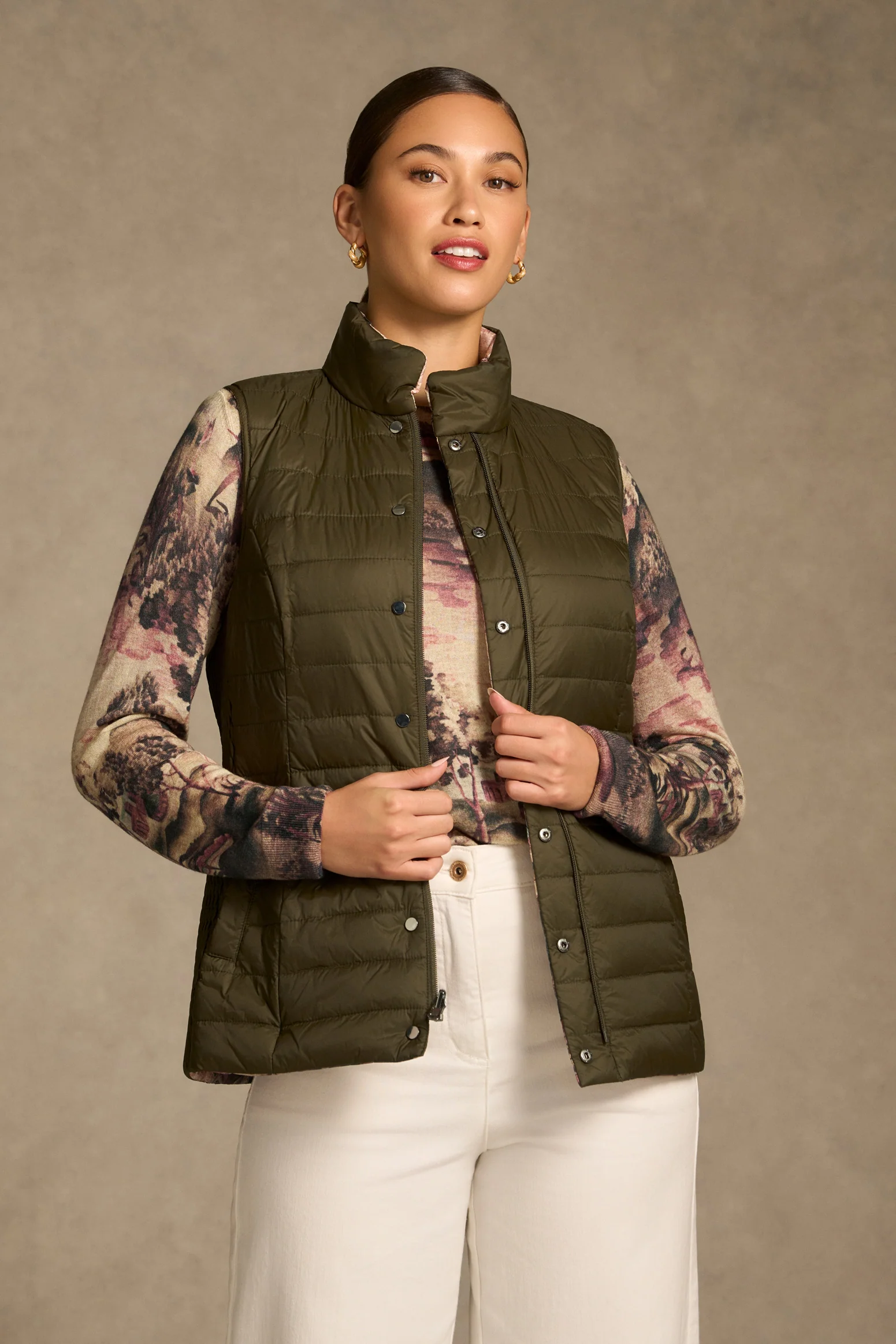 Reversible Puffer Vest - Brolga Print - Image 3