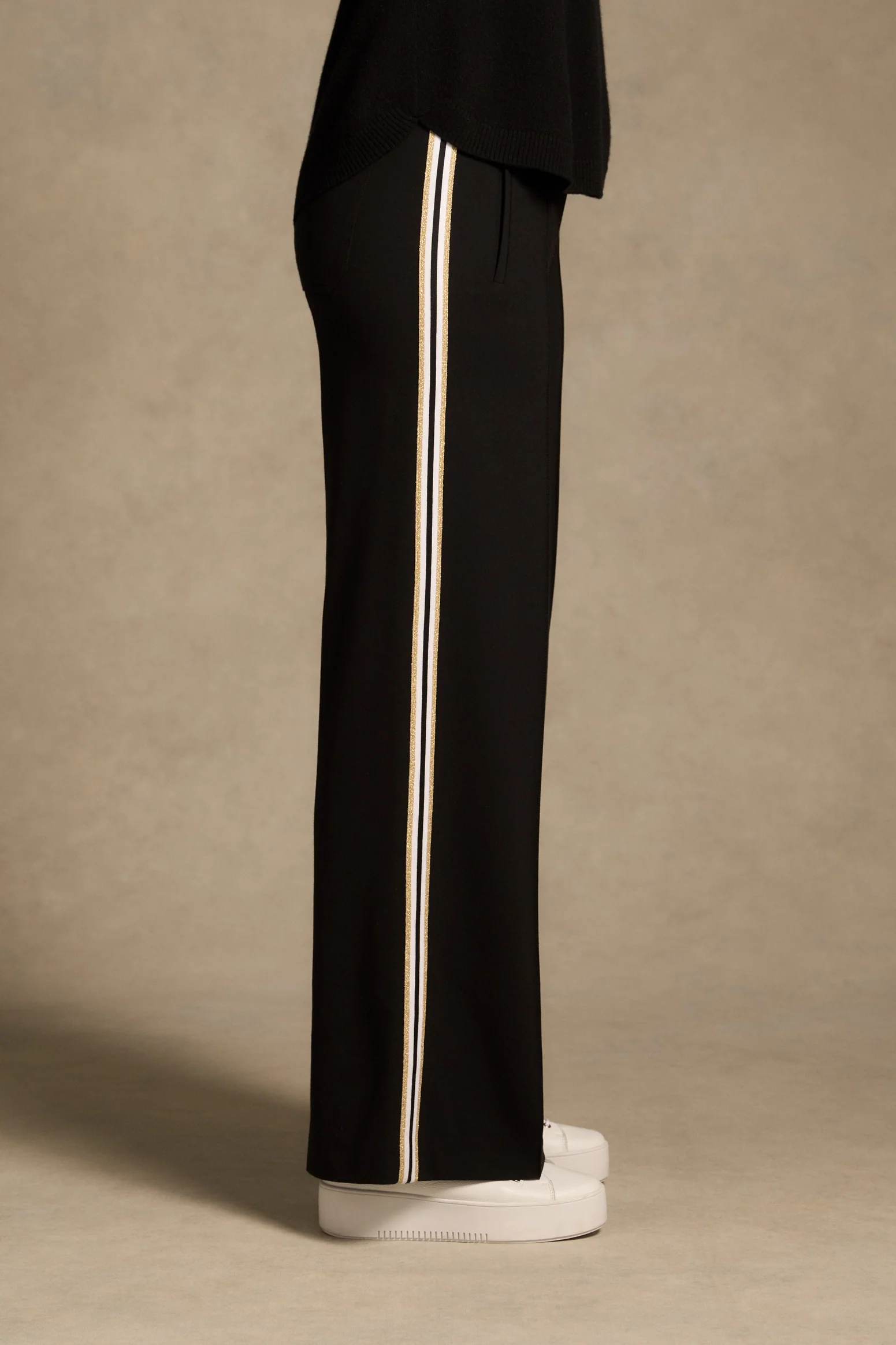 Side Stripe Wide Leg Pant - Black - Image 4