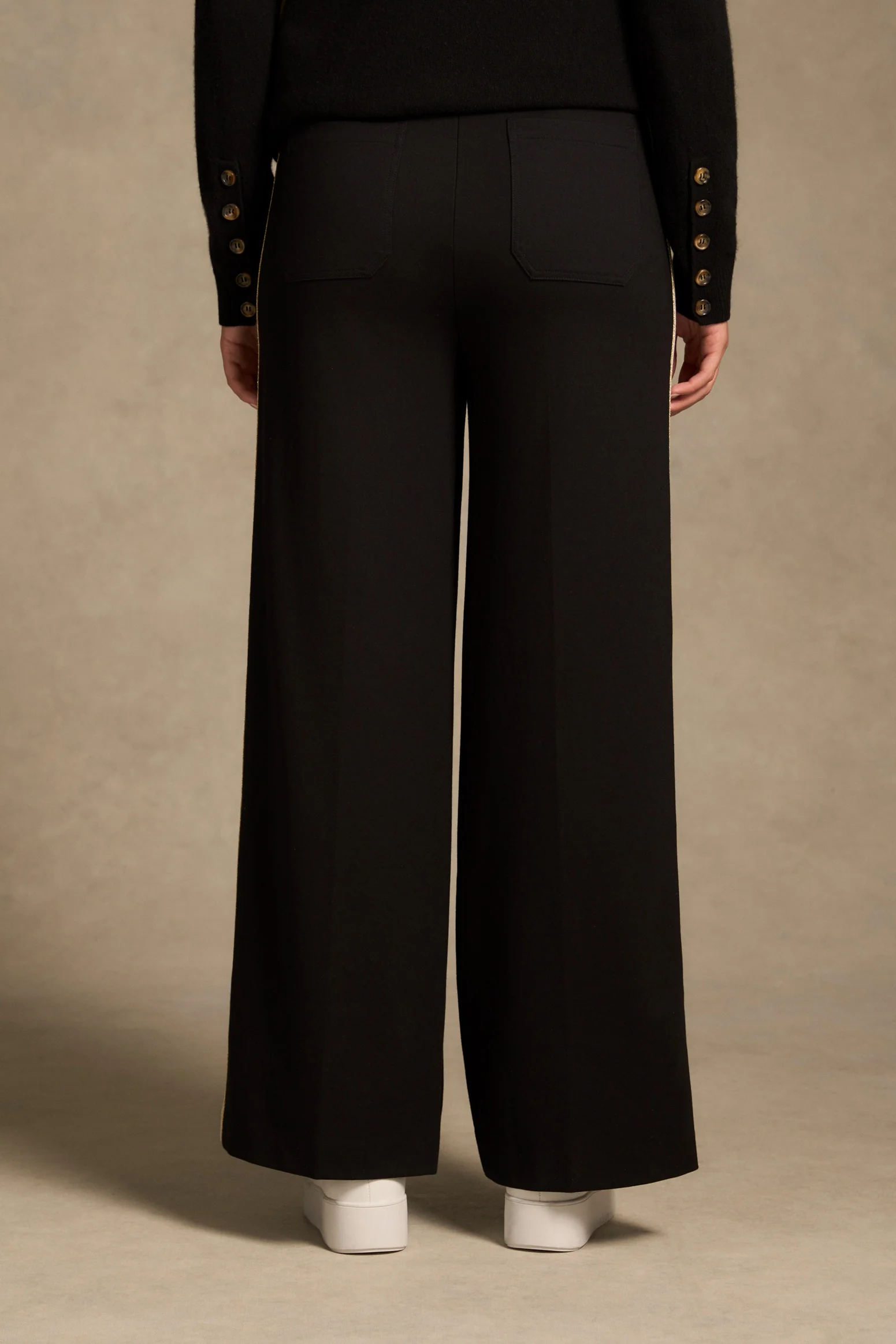 Side Stripe Wide Leg Pant - Black - Image 6