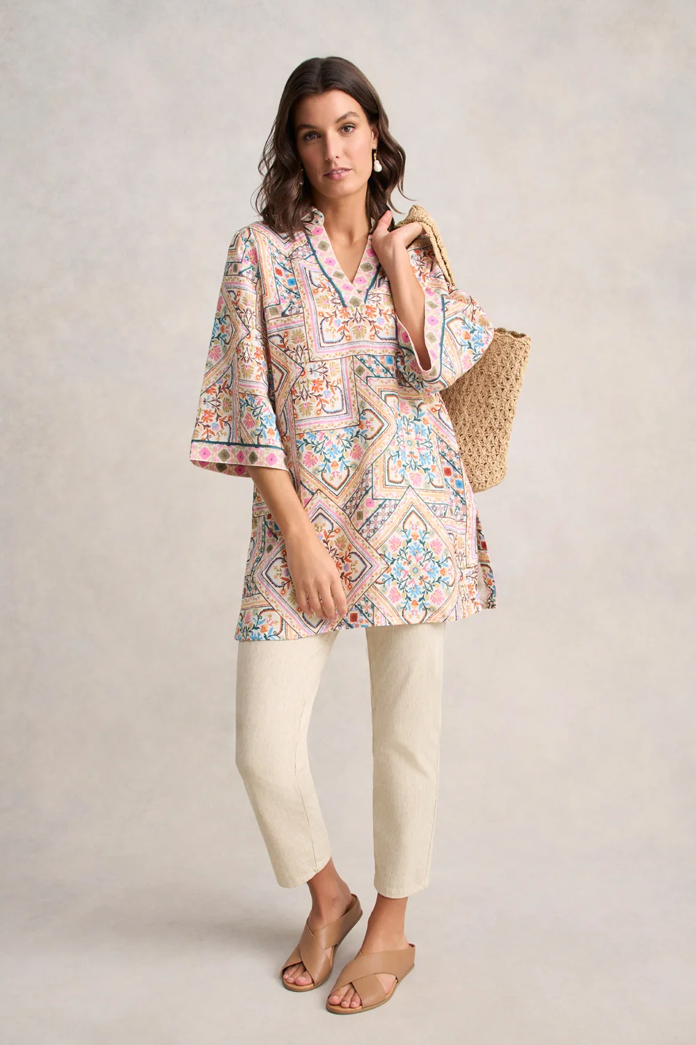 Collared Kaftan - Tile Print - Image 2