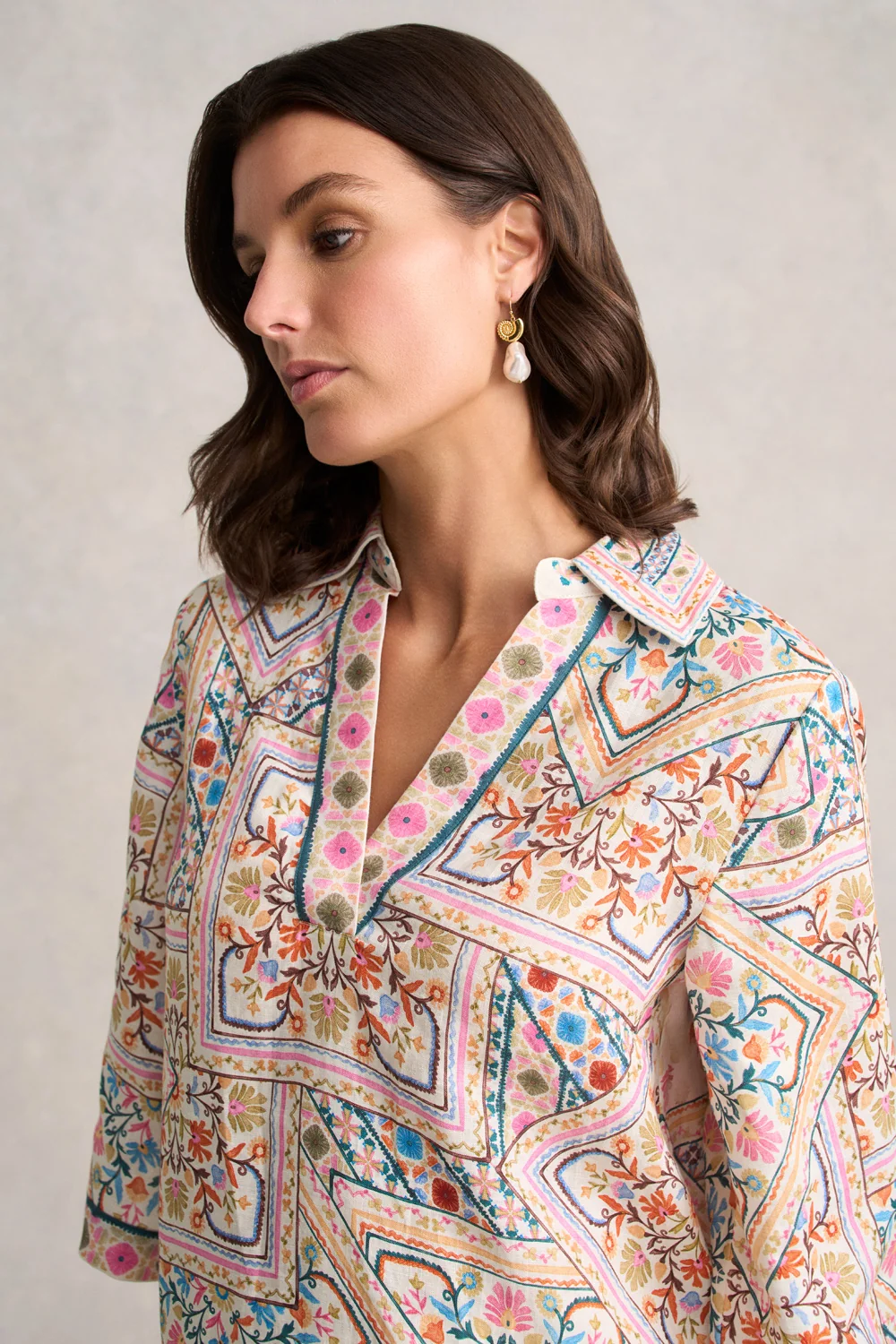 Collared Kaftan - Tile Print - Image 3