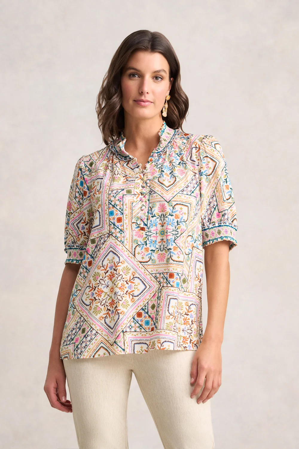 Rayon Blouse - Tile Print