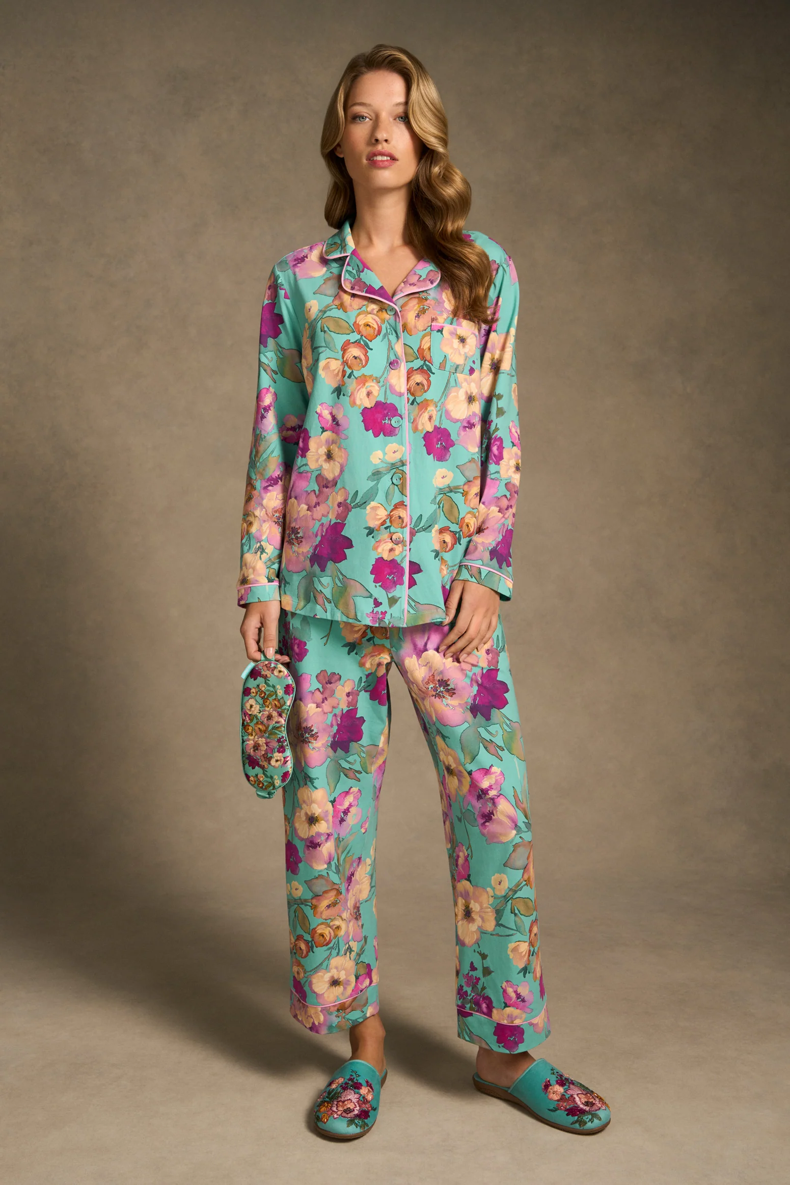 Printed Winter PJ - Azure Floral Print - Image 4