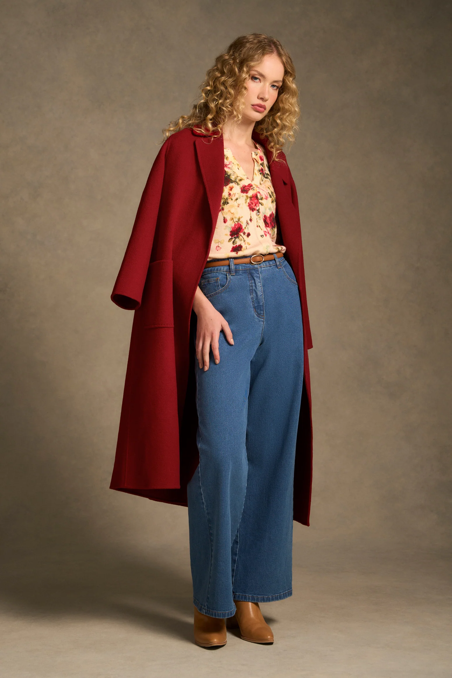 Printed Wool Cardigan - Sweet Blossoms Print - Image 3