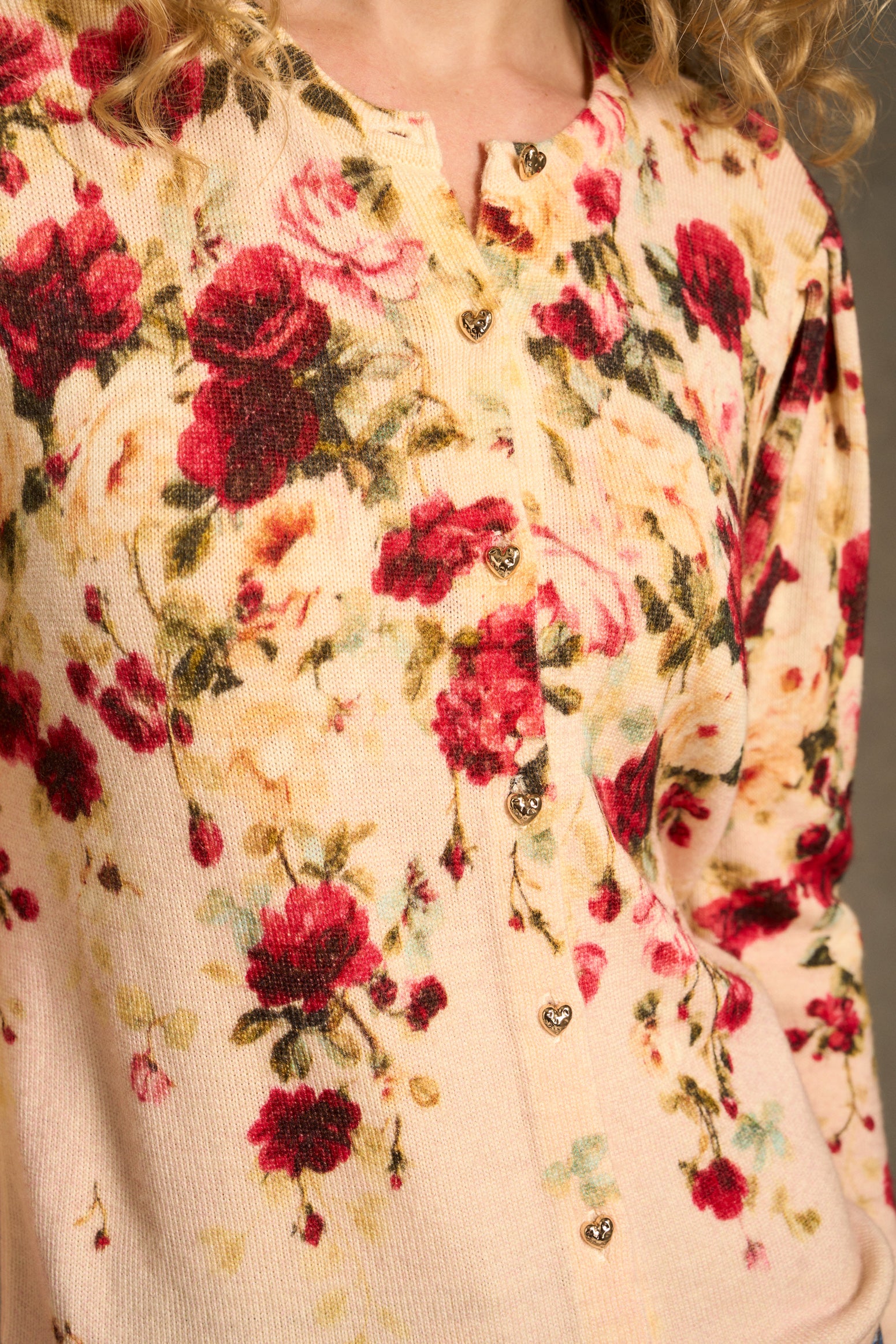 Printed Wool Cardigan - Sweet Blossoms Print - Image 5