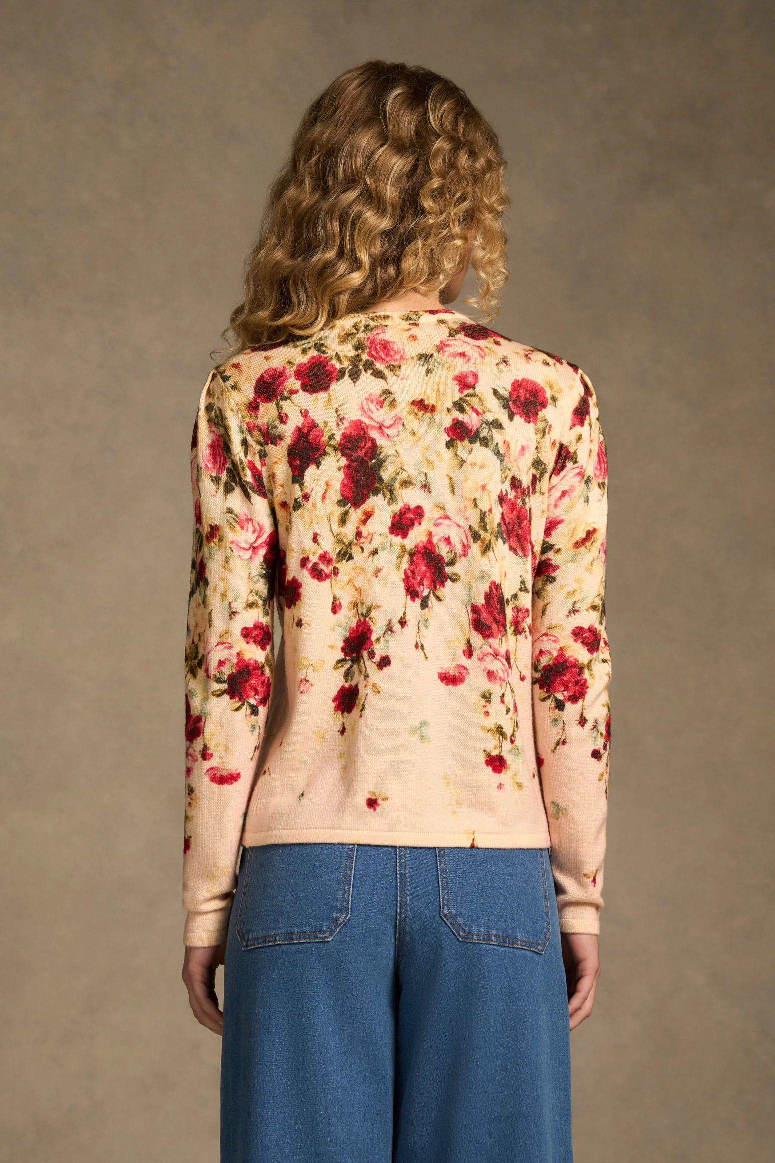 Printed Wool Cardigan - Sweet Blossoms Print - Image 6