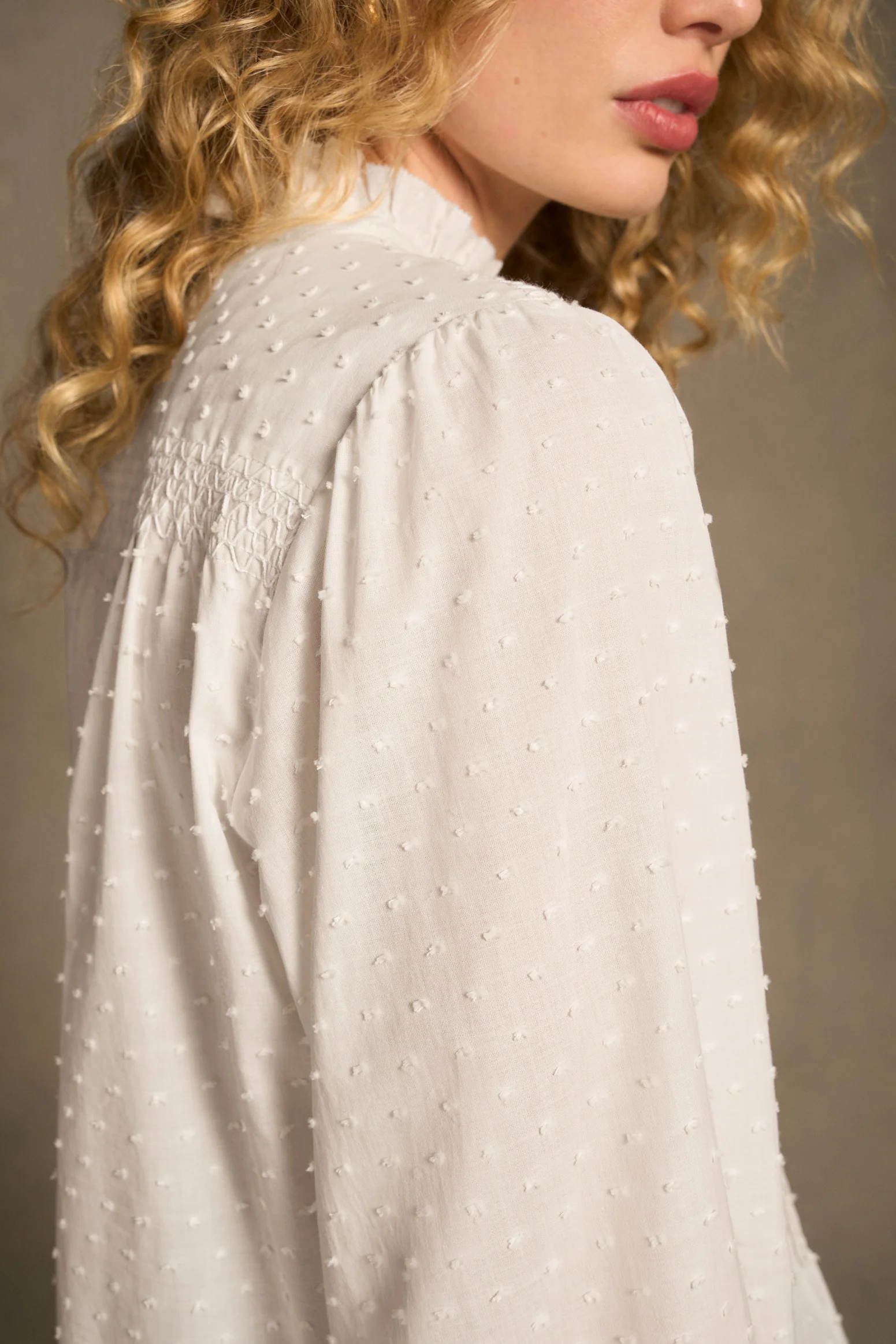 Smock Detail Blouse - Winter White - Image 5