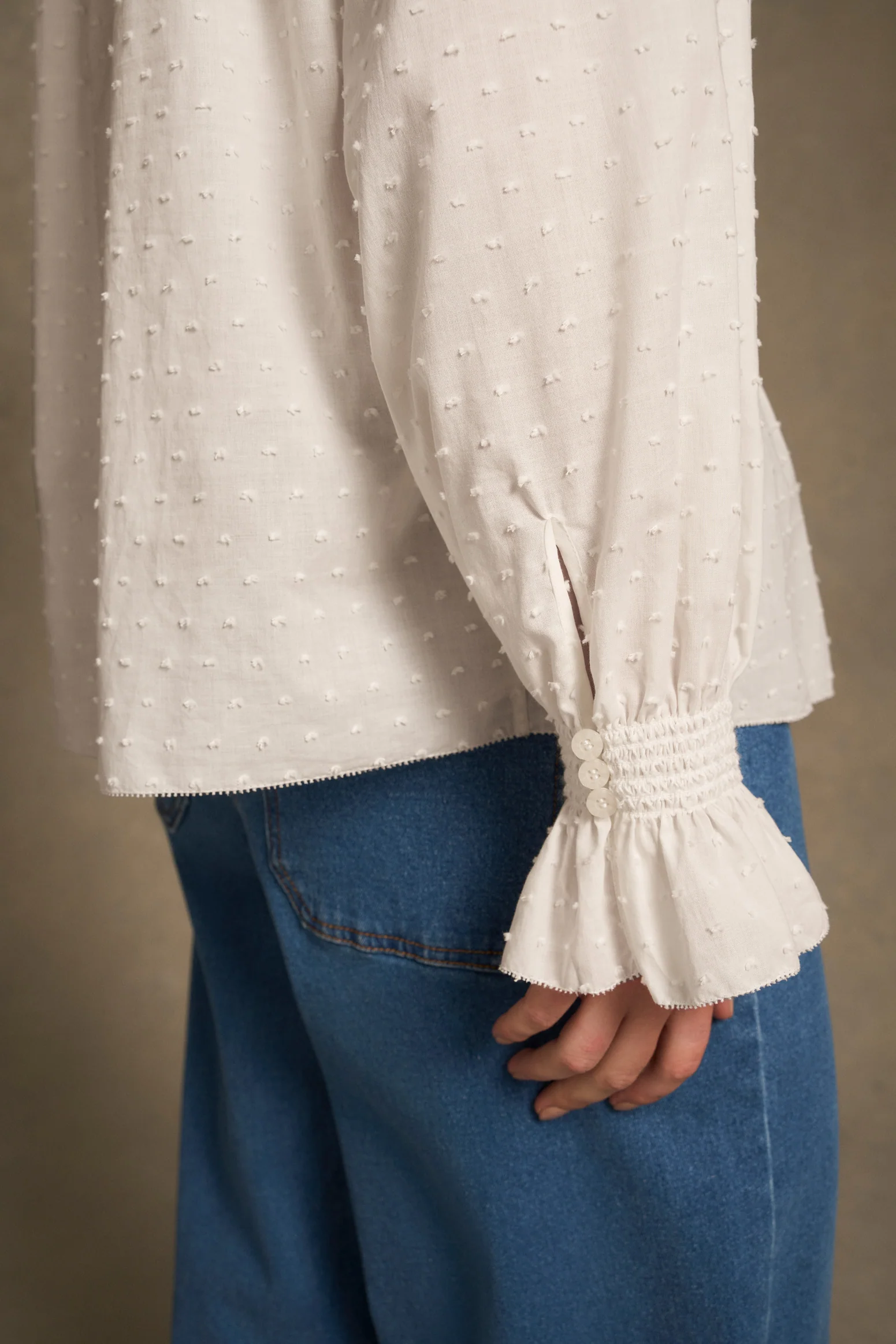 Smock Detail Blouse - Winter White - Image 6