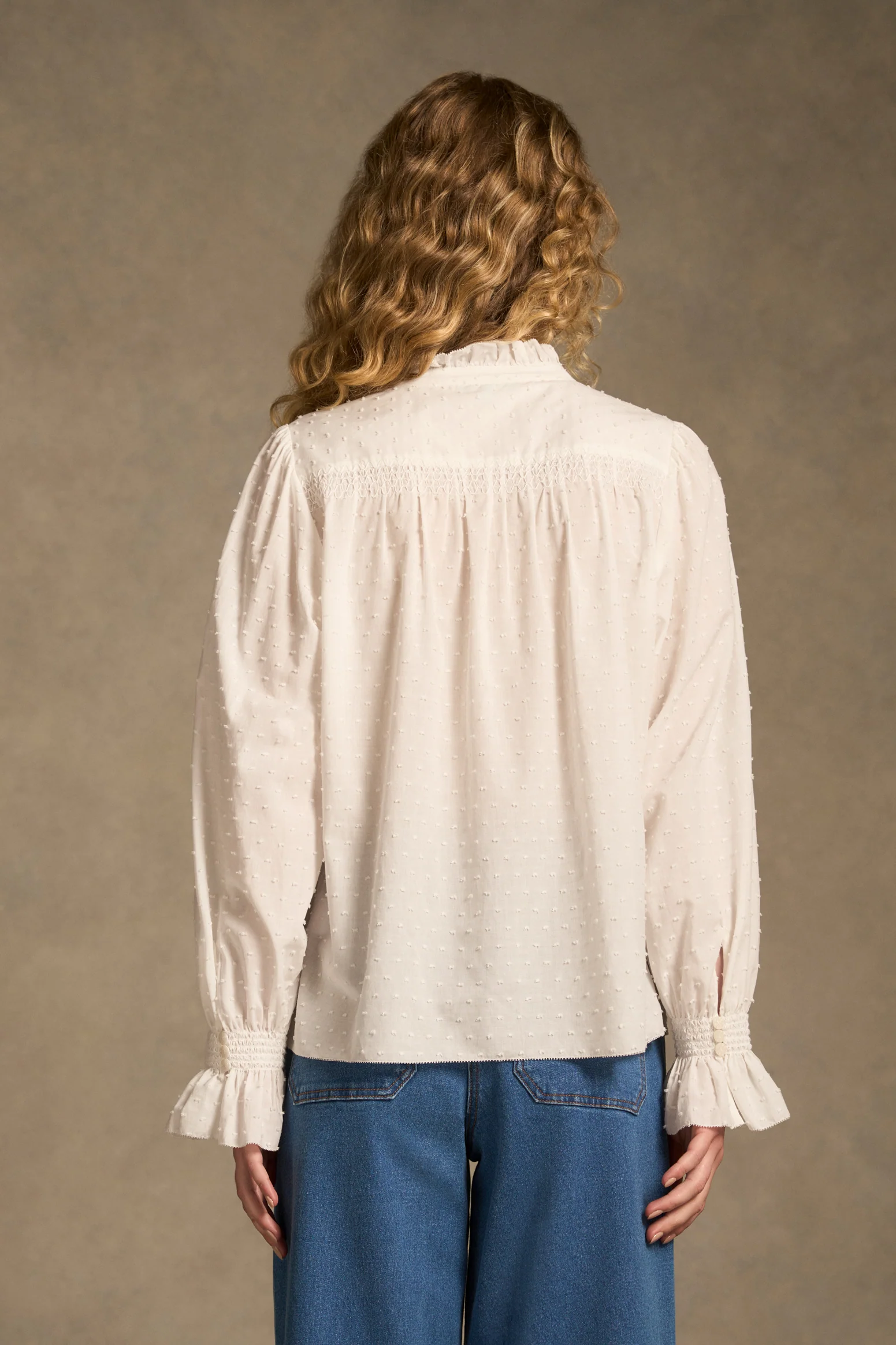 Smock Detail Blouse - Winter White - Image 7