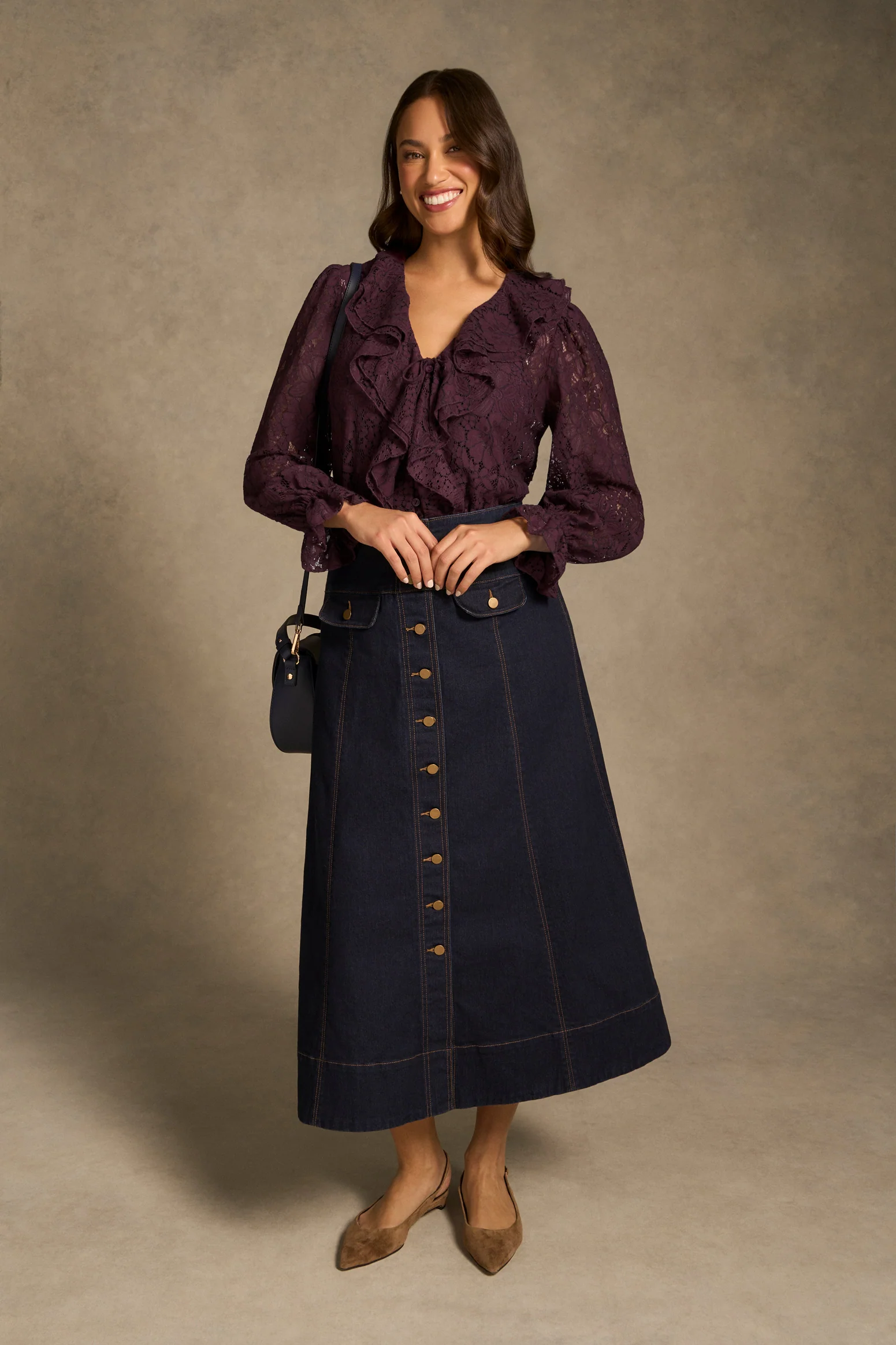 Frill Lace Blouse - Cherry - Image 3