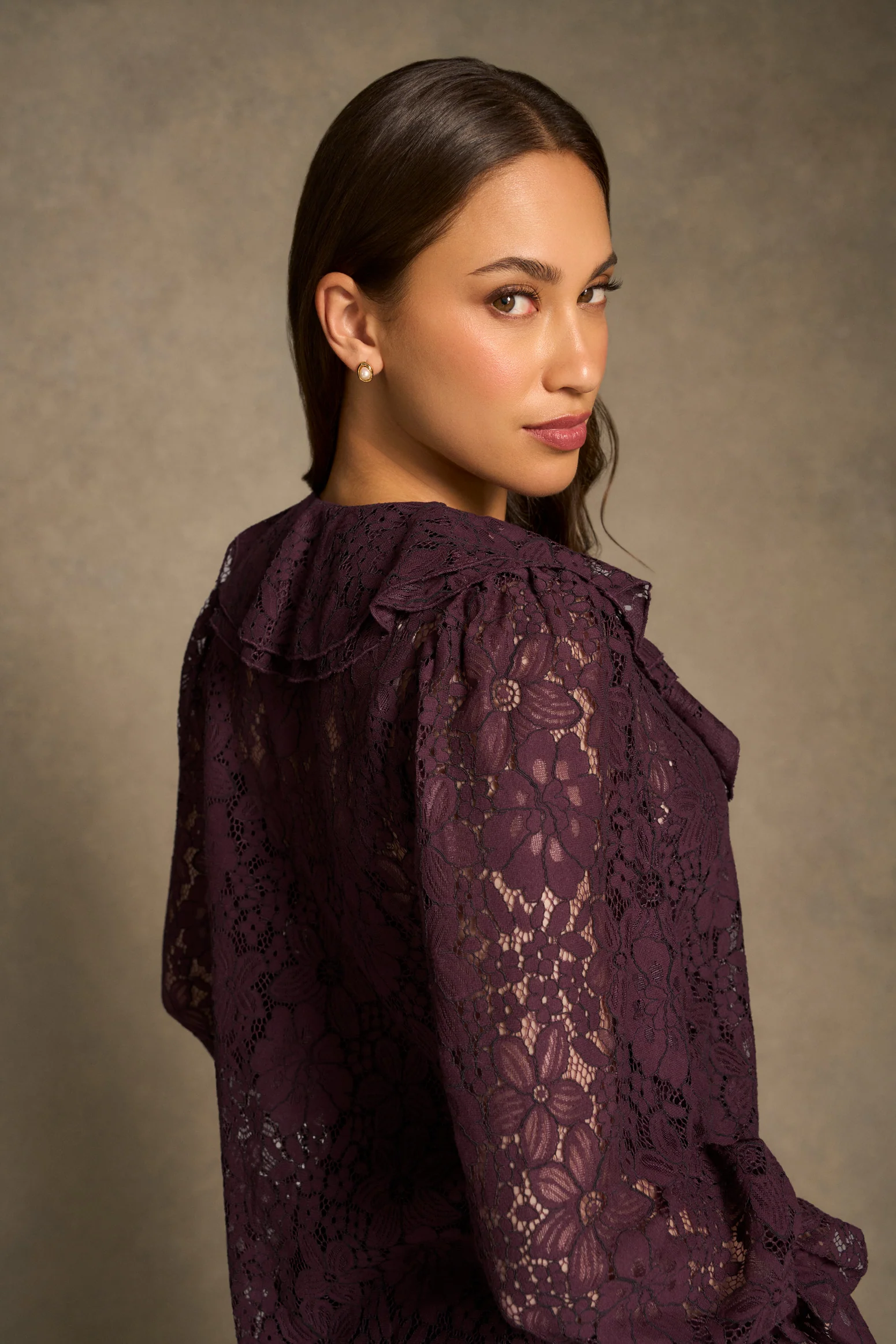 Frill Lace Blouse - Cherry - Image 5