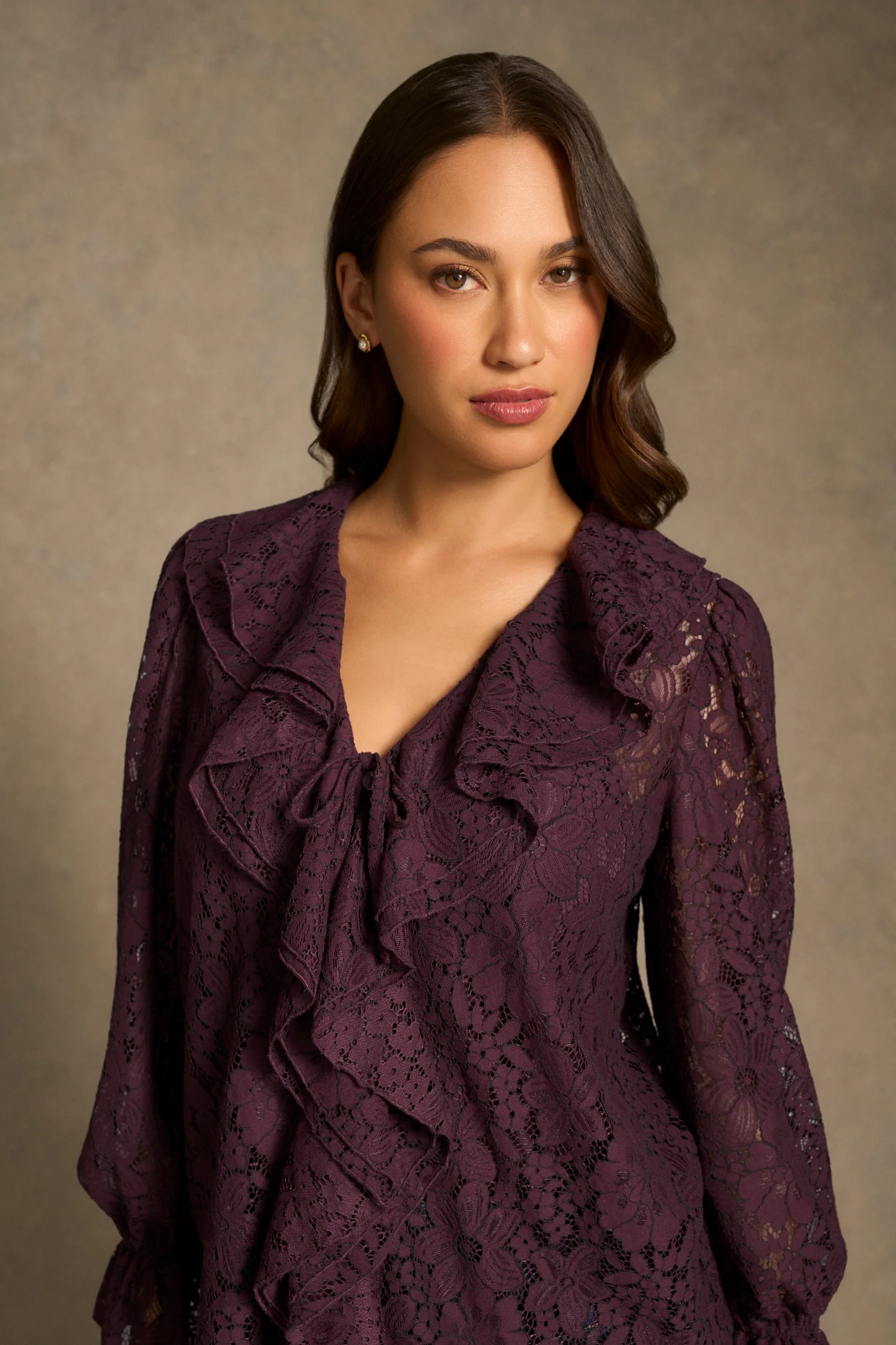 Frill Lace Blouse - Cherry - Image 6