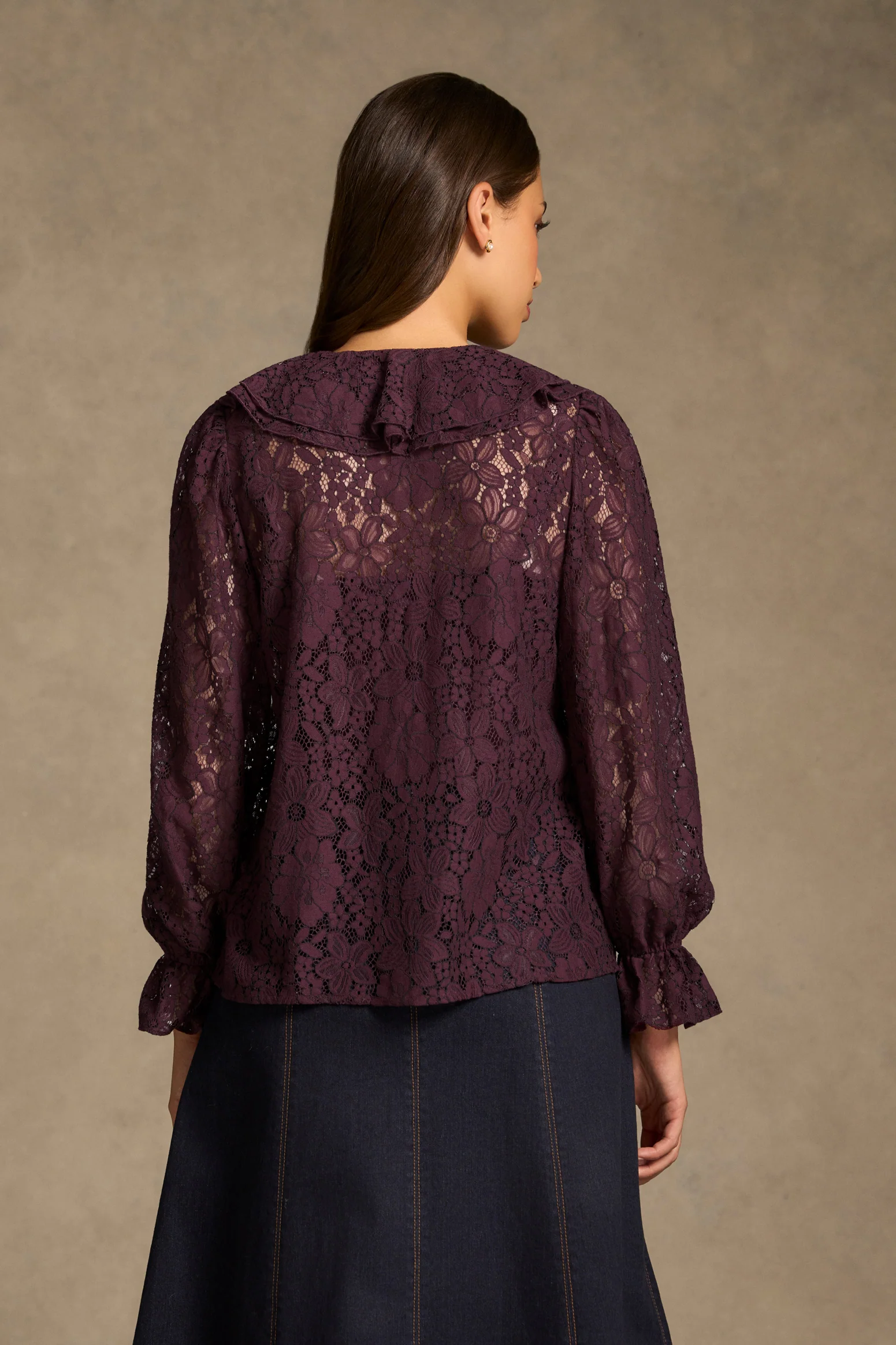 Frill Lace Blouse - Cherry - Image 7