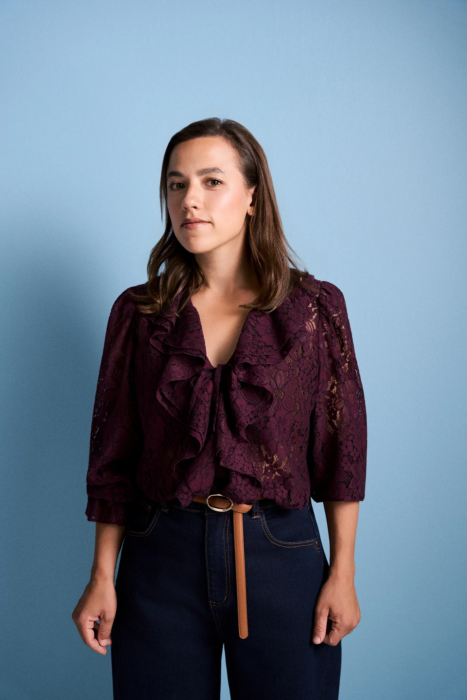 Frill Lace Blouse - Cherry - Image 8