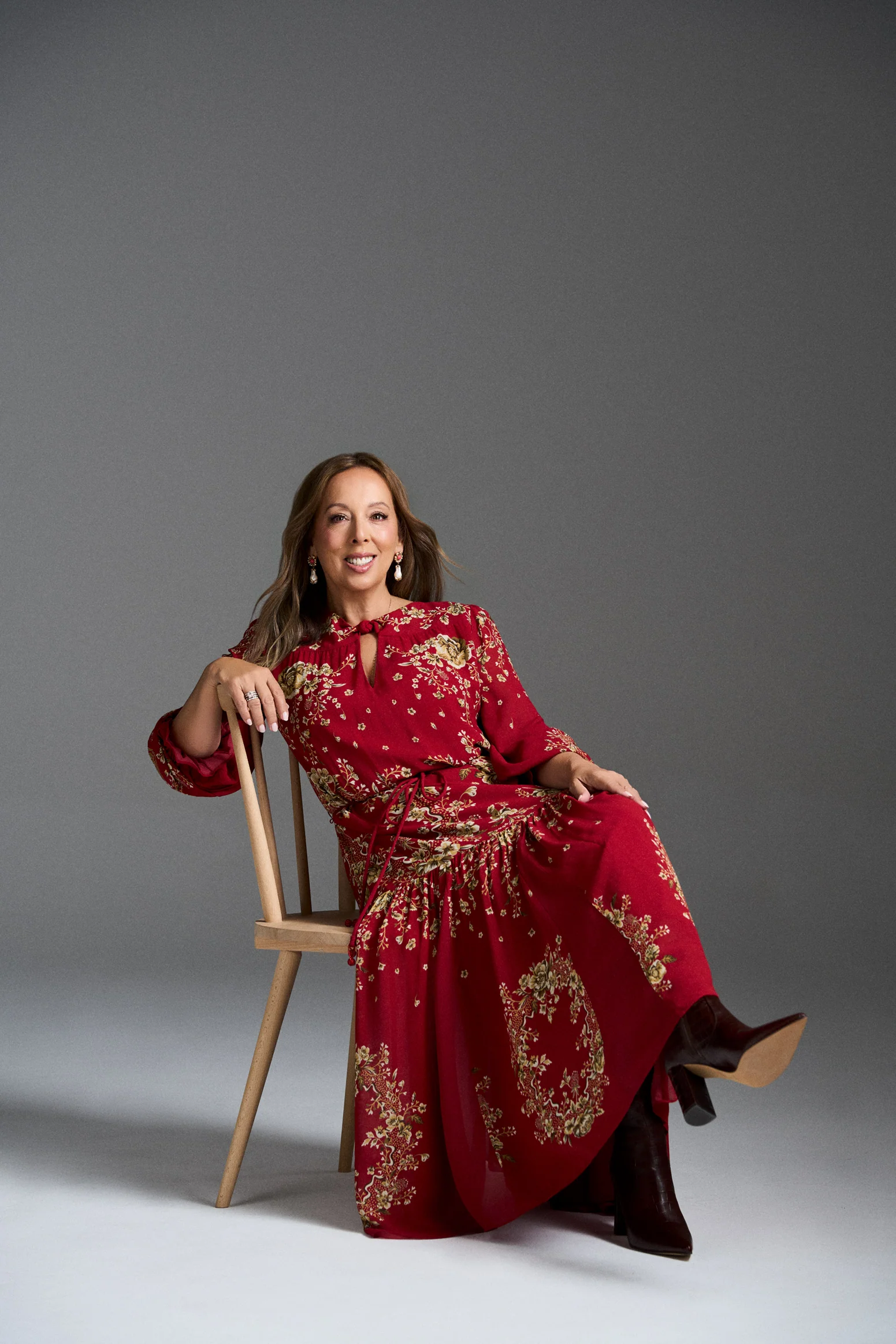 Knot Neck Midi Dress - Crimson Bloom Print - Image 7