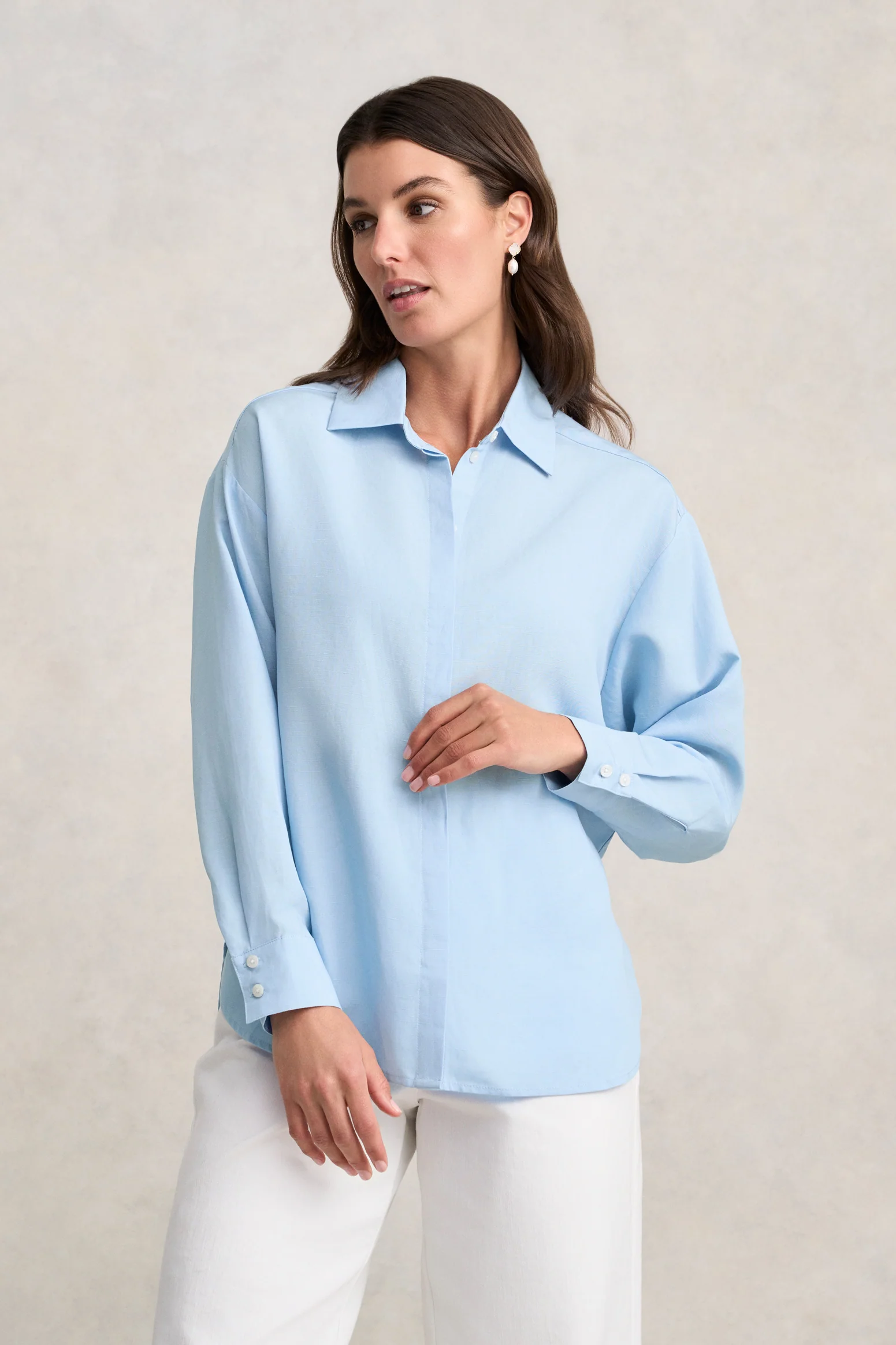 Split Back Relaxed Fit Shirt - Airey Blue