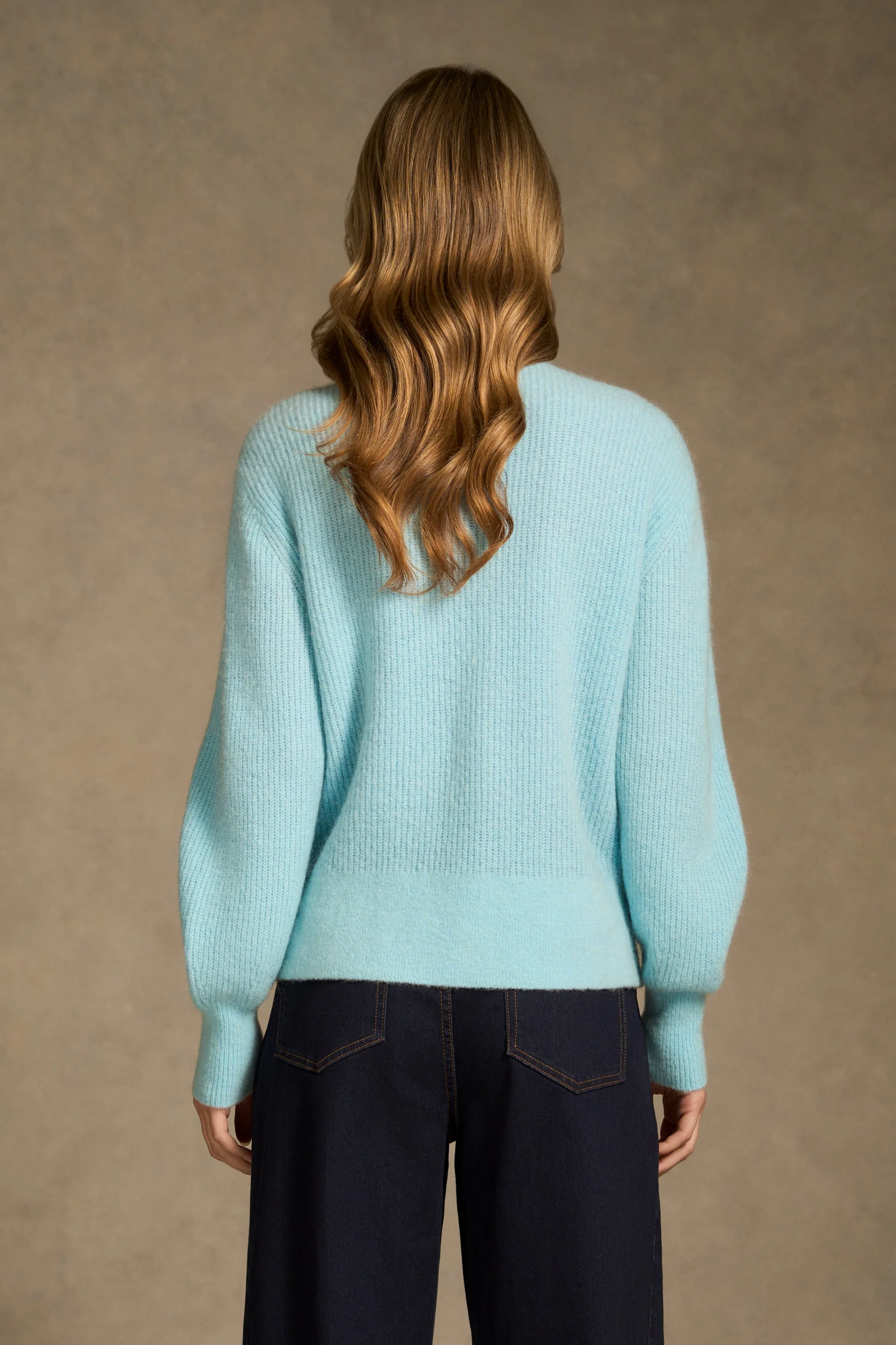 Tie Neck Mohair Cardigan - Crystal Blue - Image 7