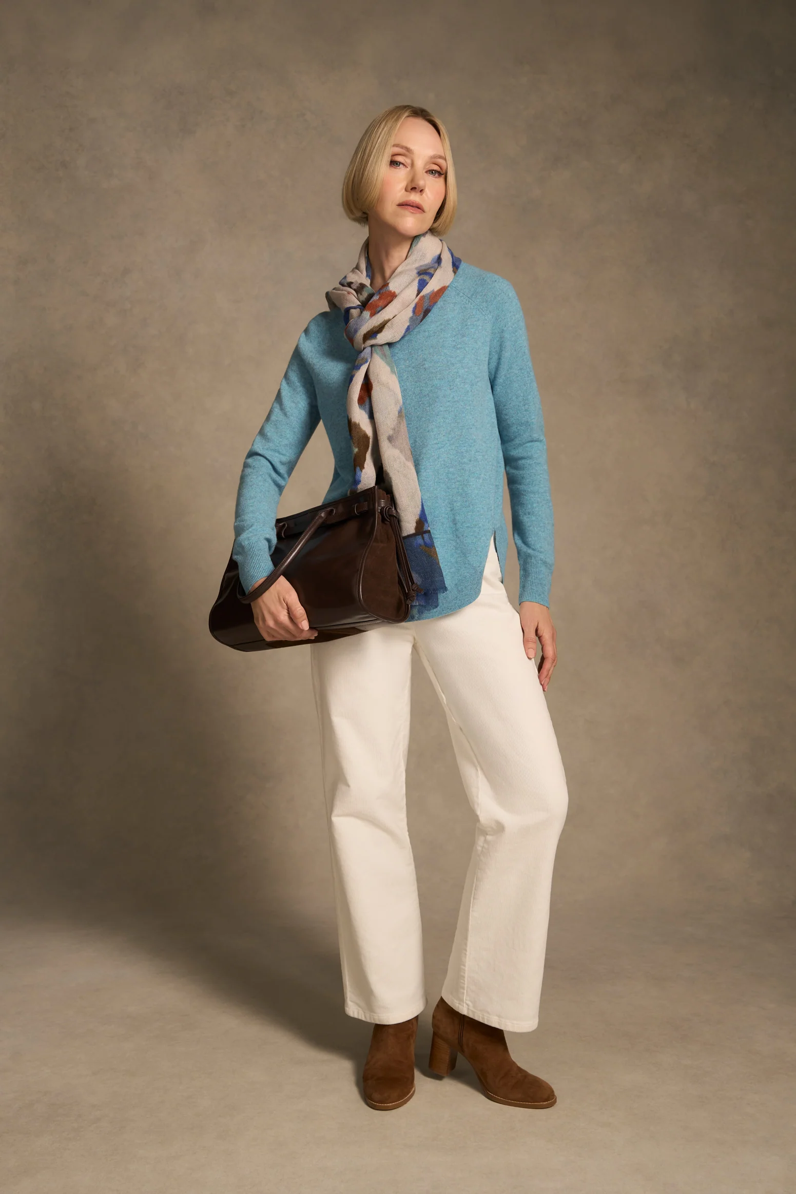 Button Detail Merino Jumper - Aqua Marle - Image 5