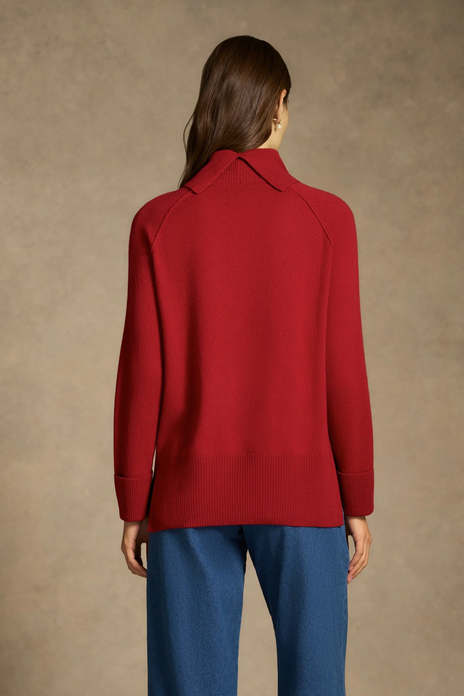 Side Split Merino Wool Jumper - Scarlet - Image 7