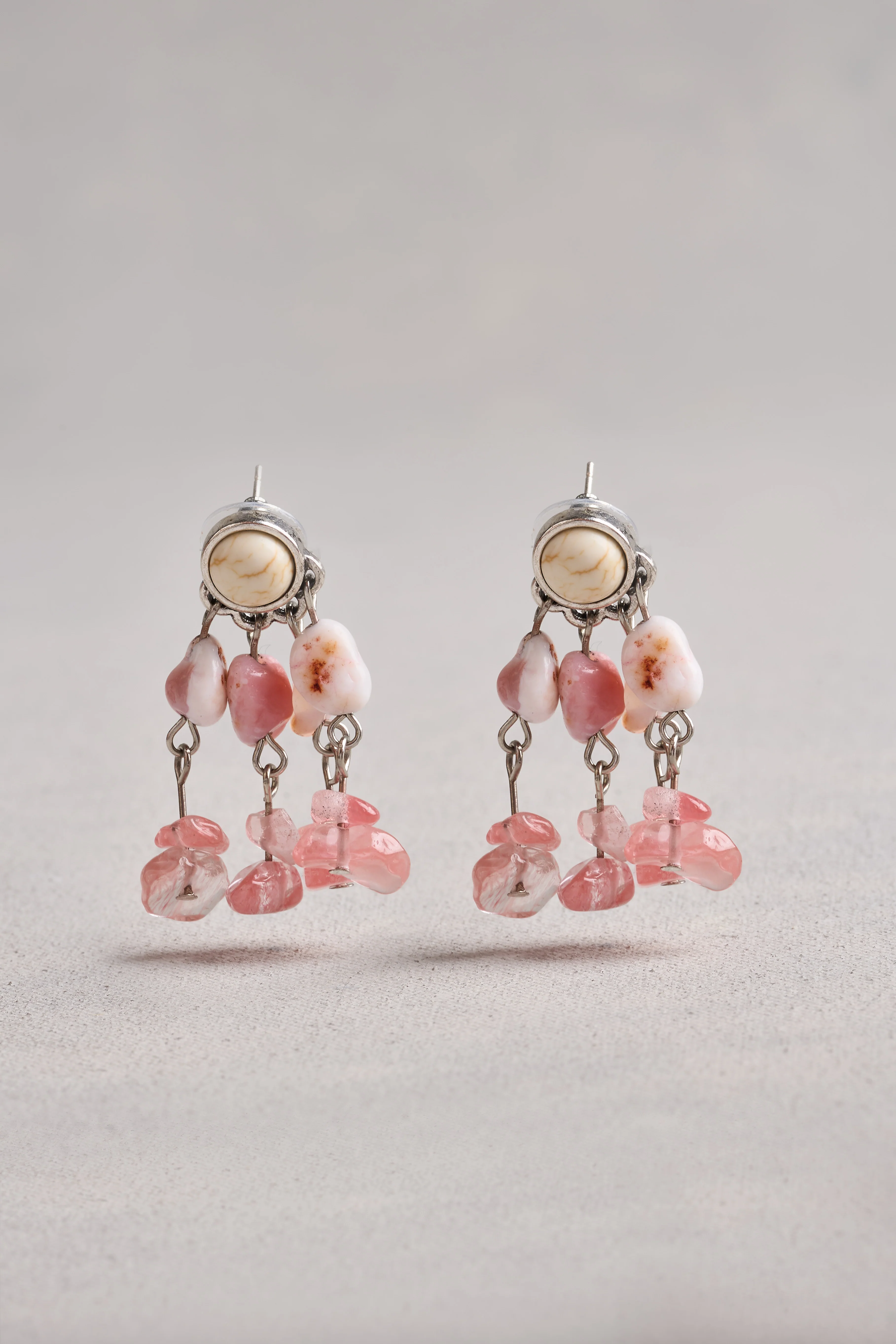 Mixed Bead Earrings - Pink - Image 4