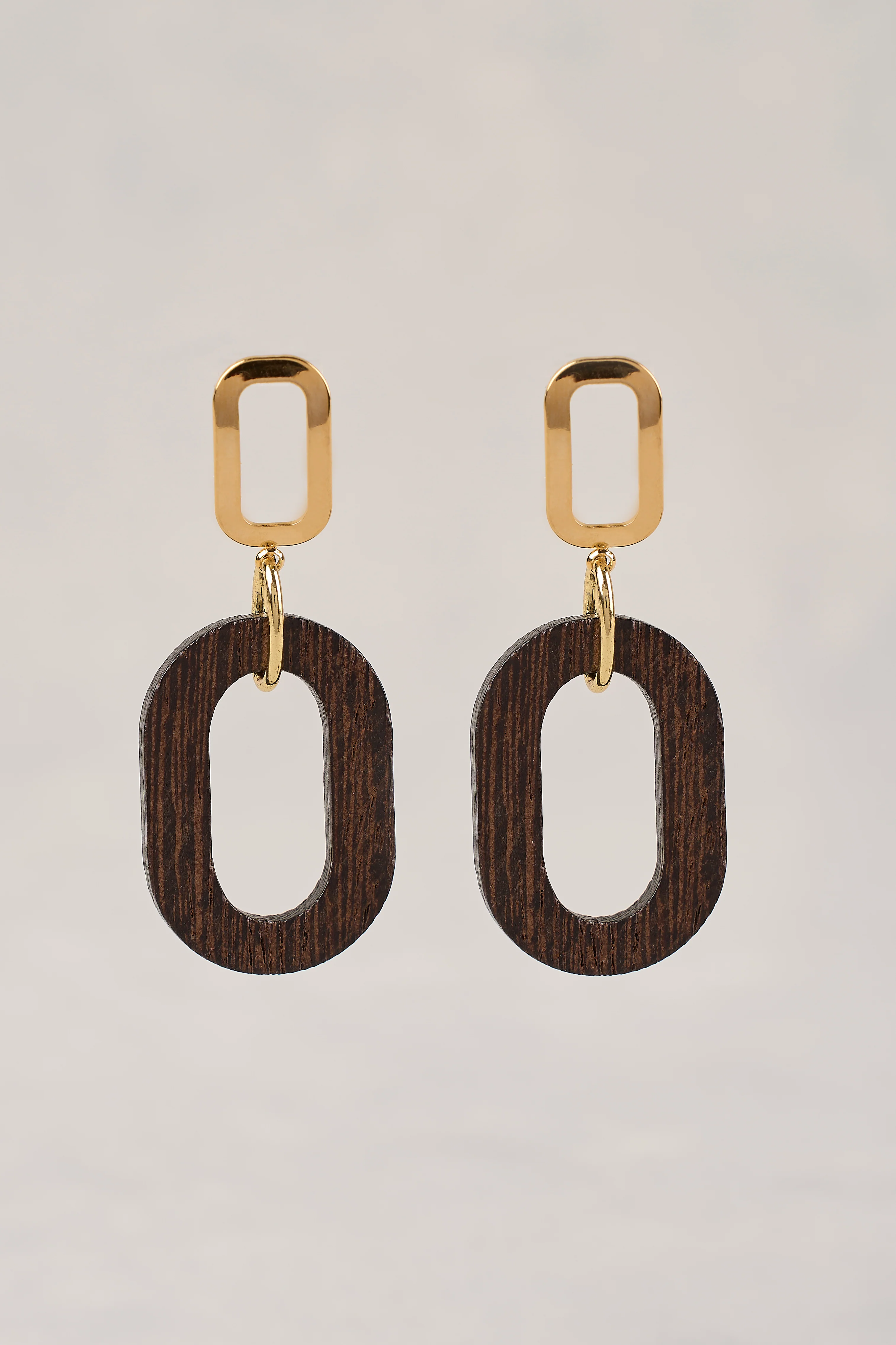 Mixed Link Earrings - Gold - Image 3