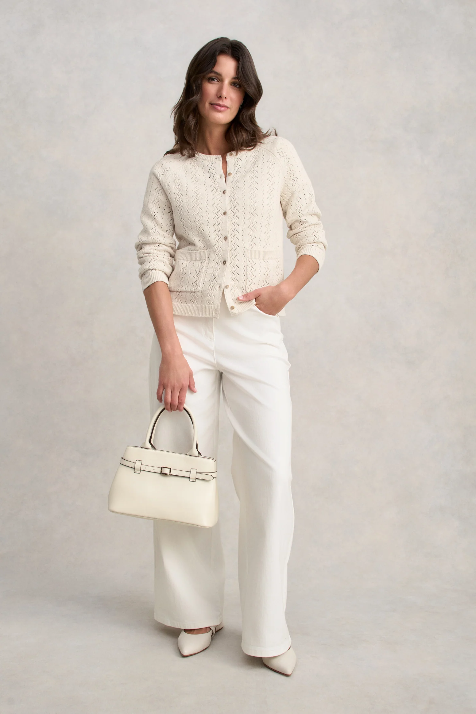 Pointelle Cardigan - Ecru - Image 2