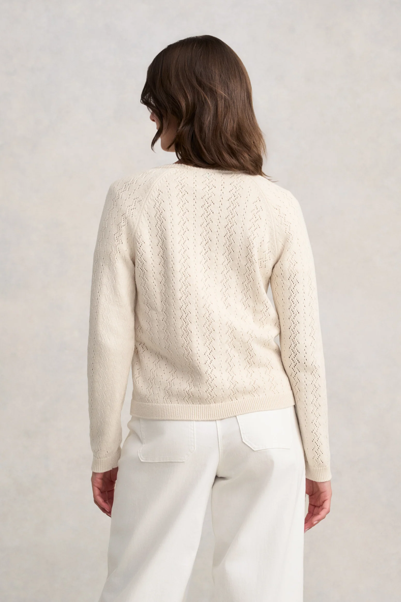 Pointelle Cardigan - Ecru - Image 4