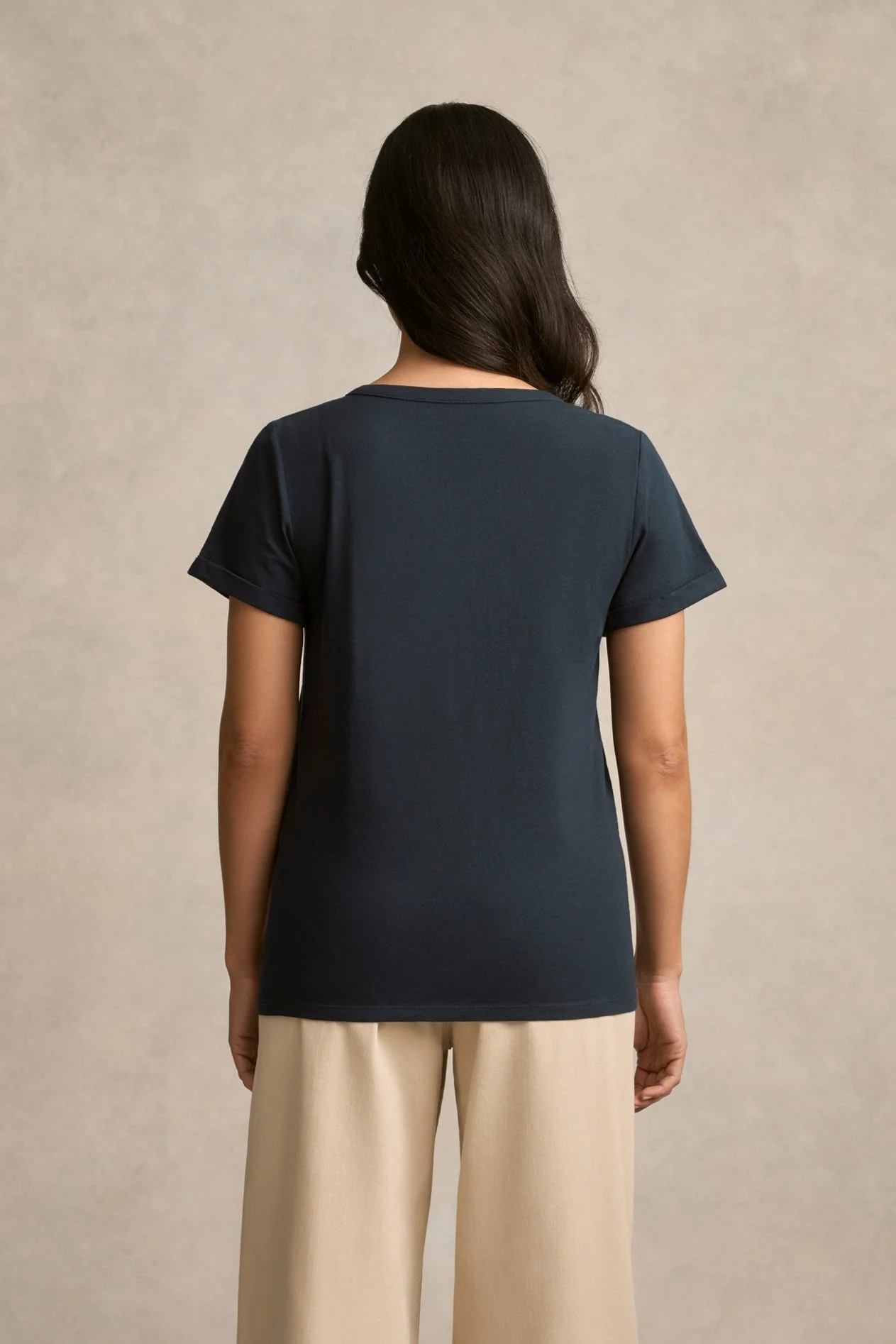 Notch Neck Cotton Tee - Ink - Image 5