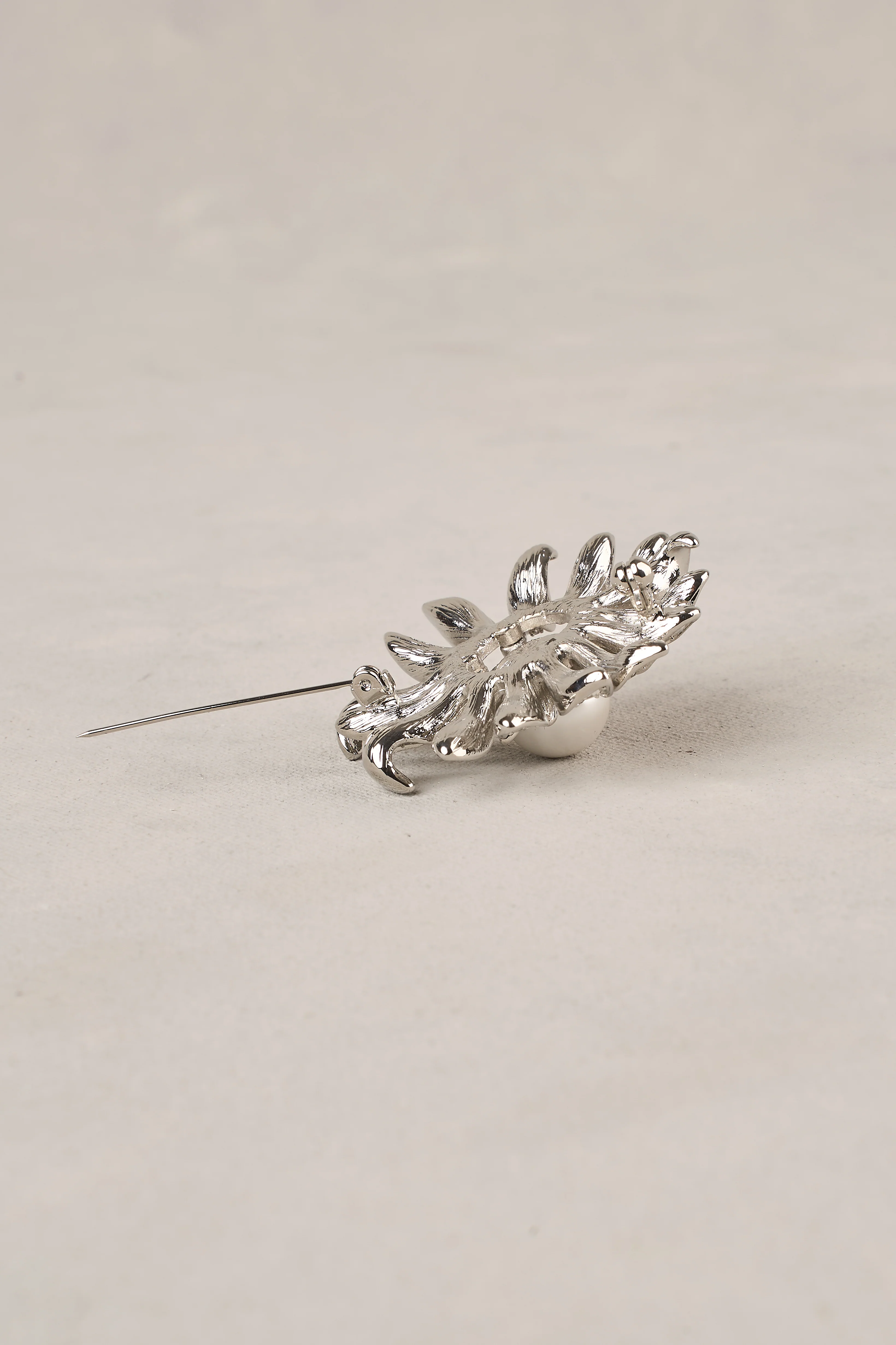 Ornate Flower Brooch - Silver - Image 3