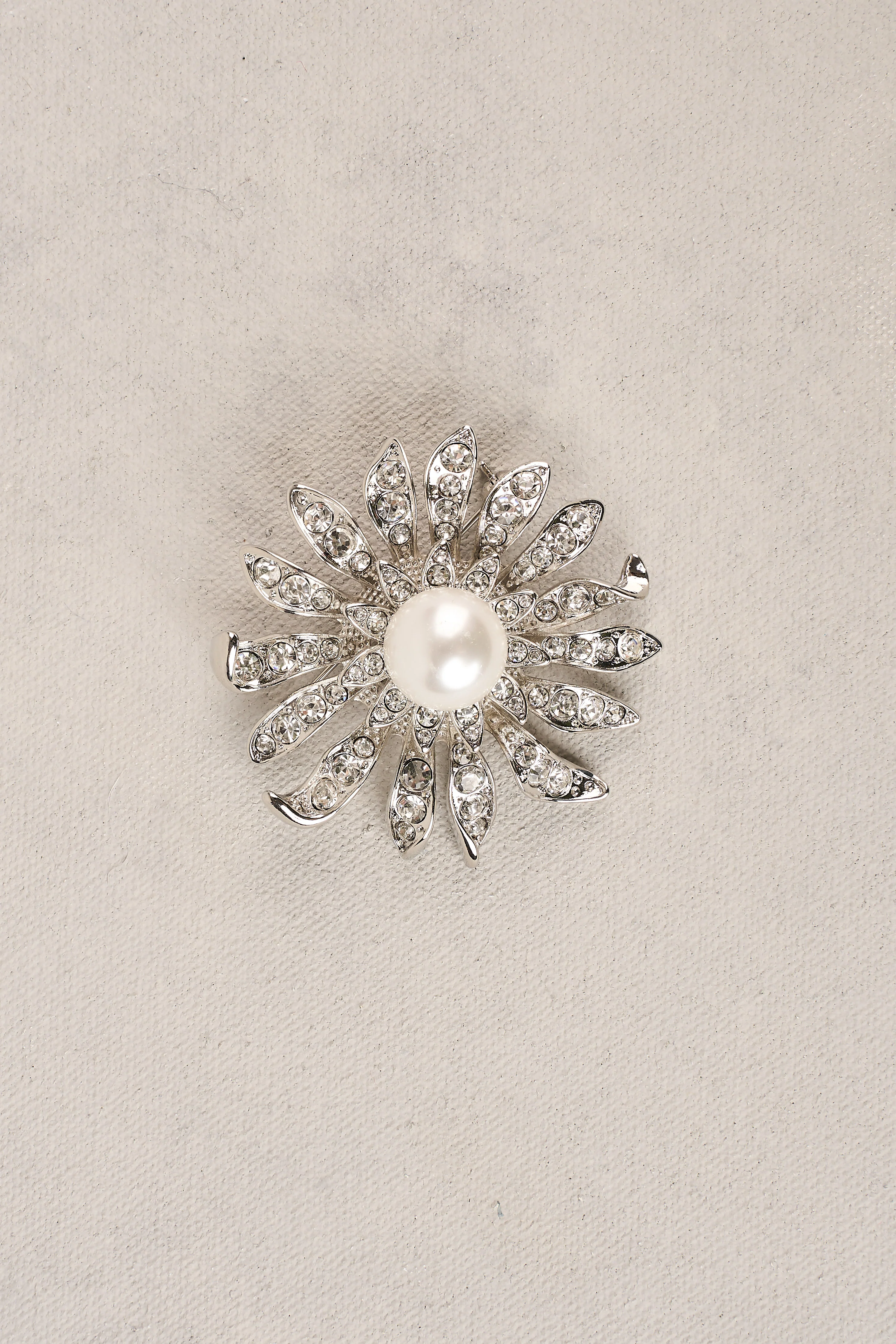 Ornate Flower Brooch - Silver - Image 4