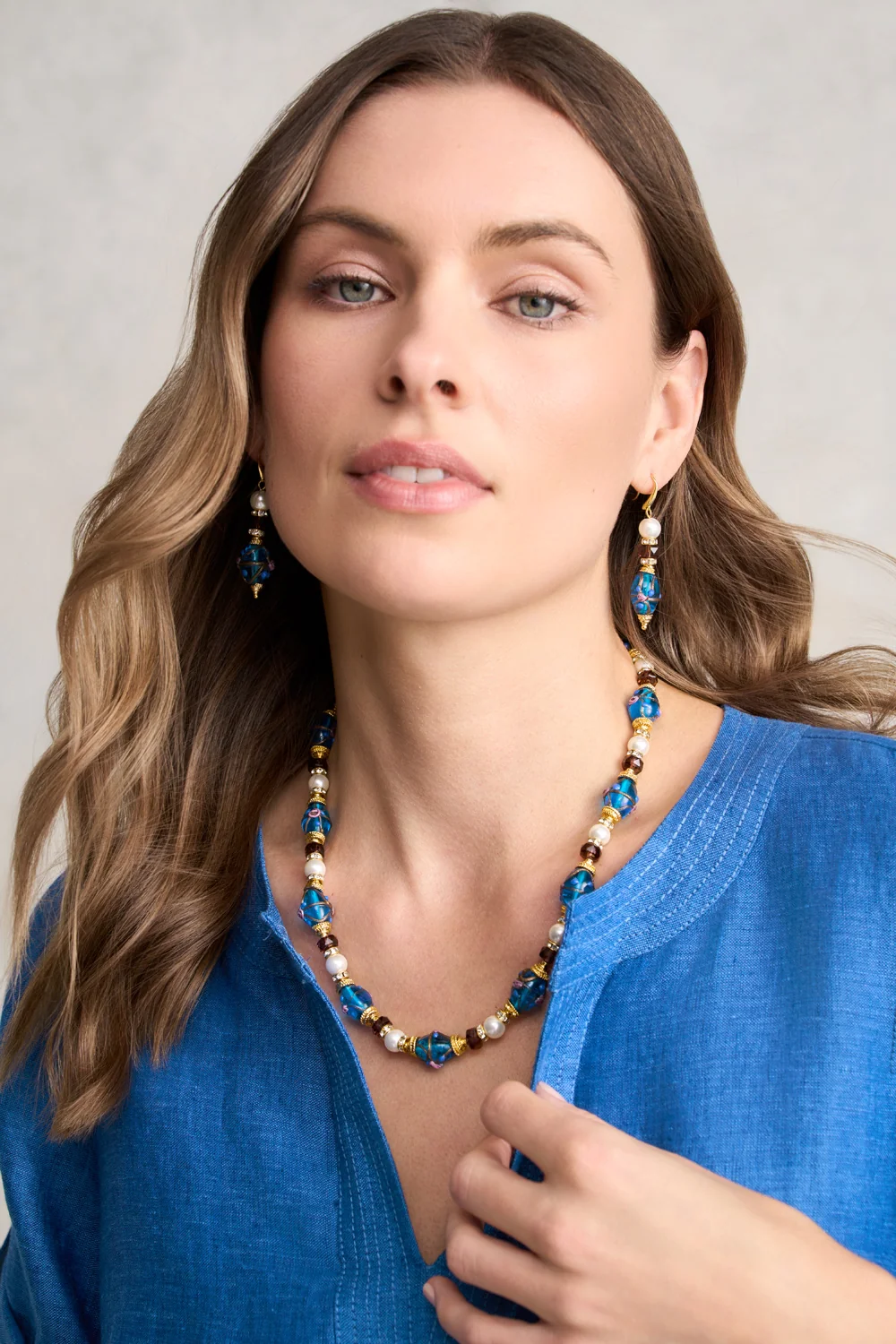 Painted Bead Necklace – Blue - Image 2