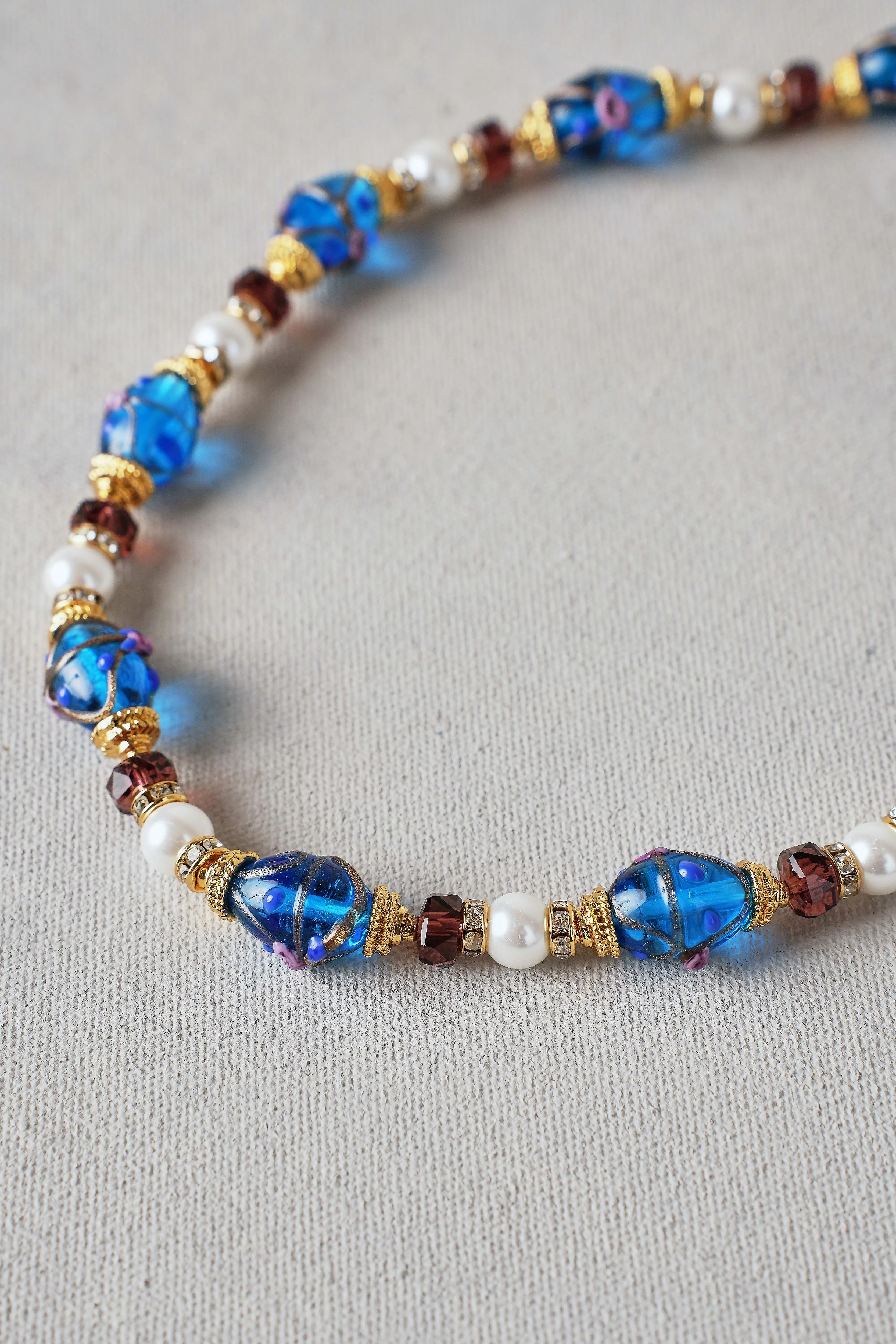 Painted Bead Necklace – Blue - Image 4
