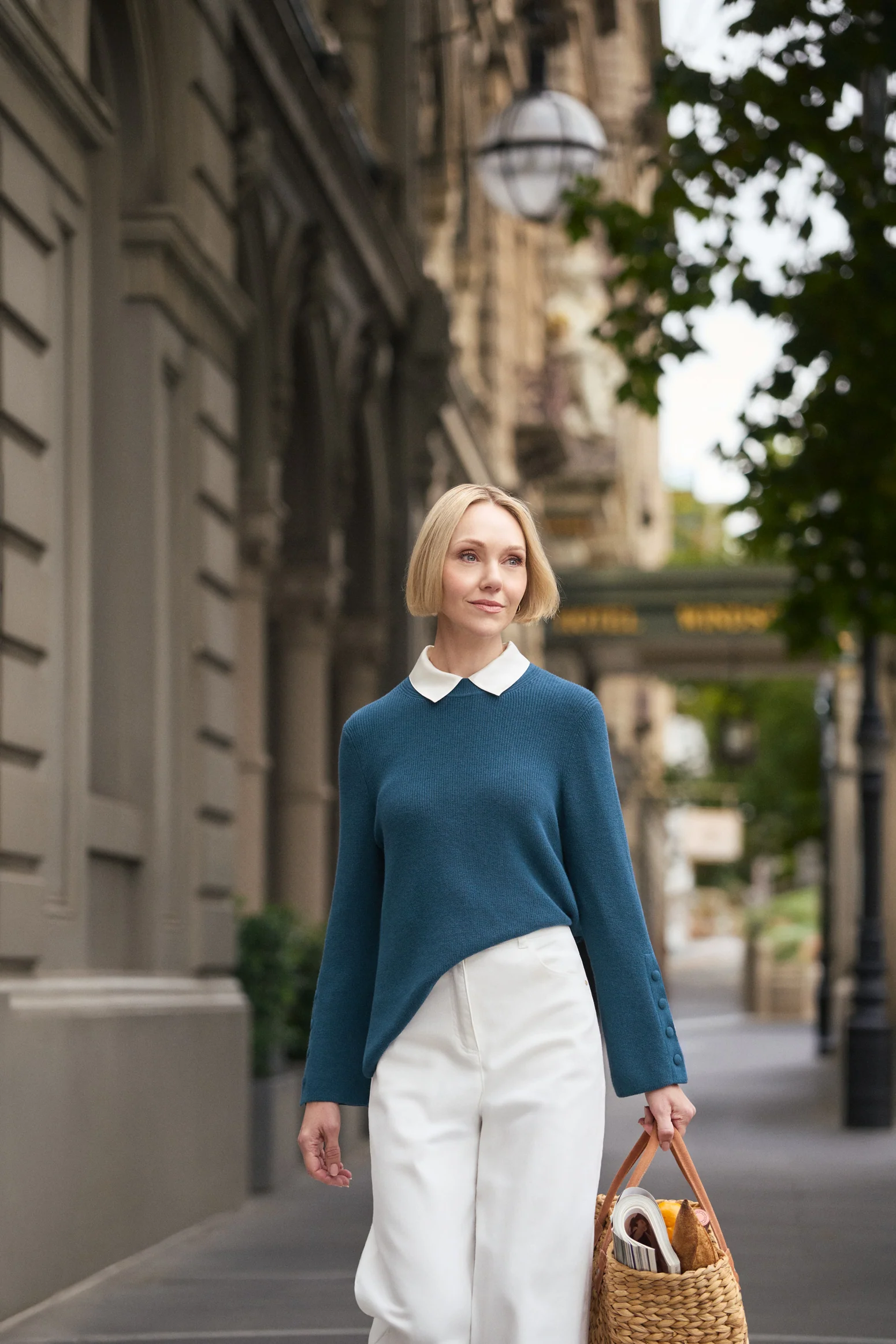 Button Sleeve Detail Knit – Steel Blue - Image 2