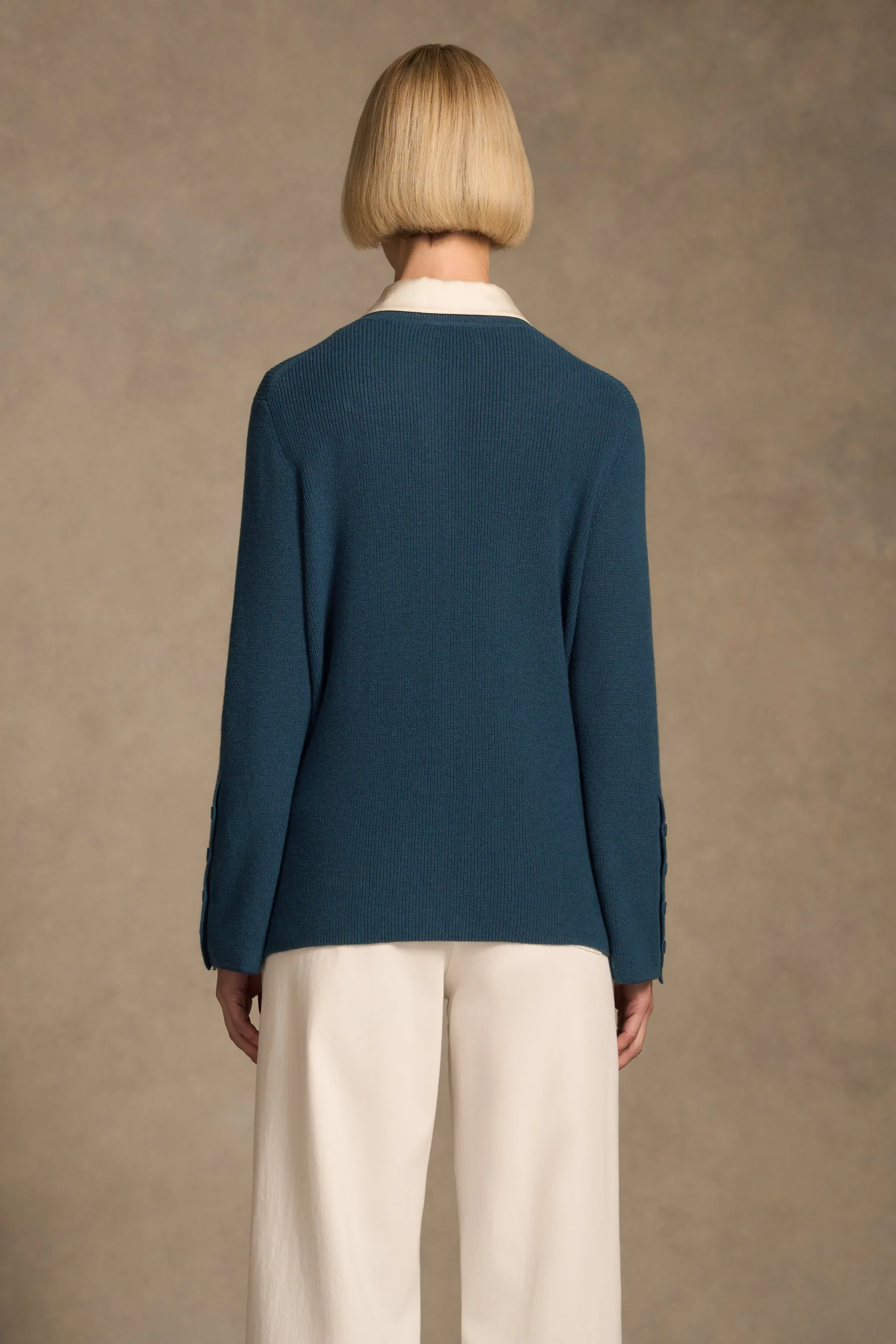 Button Sleeve Detail Knit – Steel Blue - Image 6
